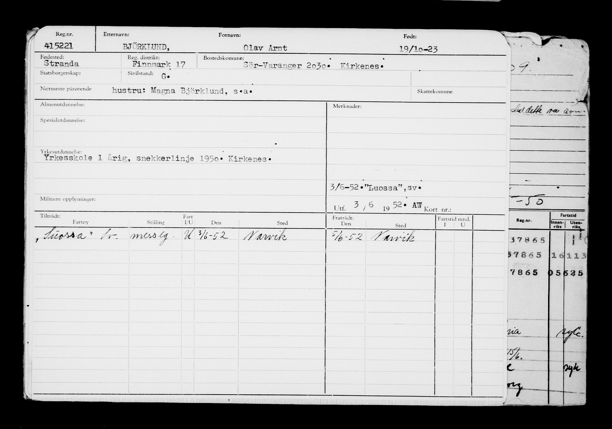 Direktoratet for sjømenn, RA/S-3545/G/Gb/L0224: Hovedkort, 1923, p. 92