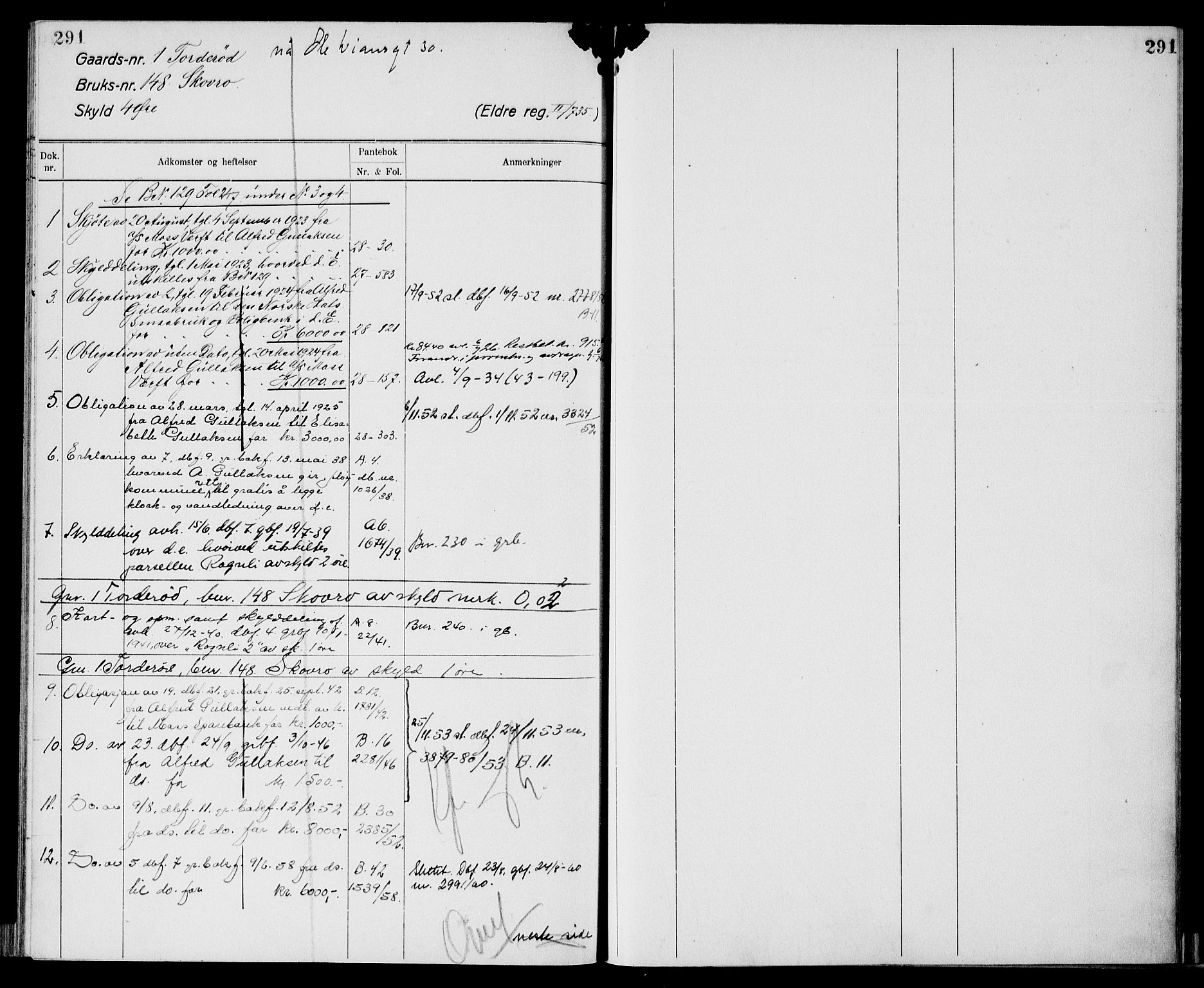 Moss sorenskriveri, AV/SAO-A-10168: Mortgage register no. XI 1, 1788-1961, p. 291