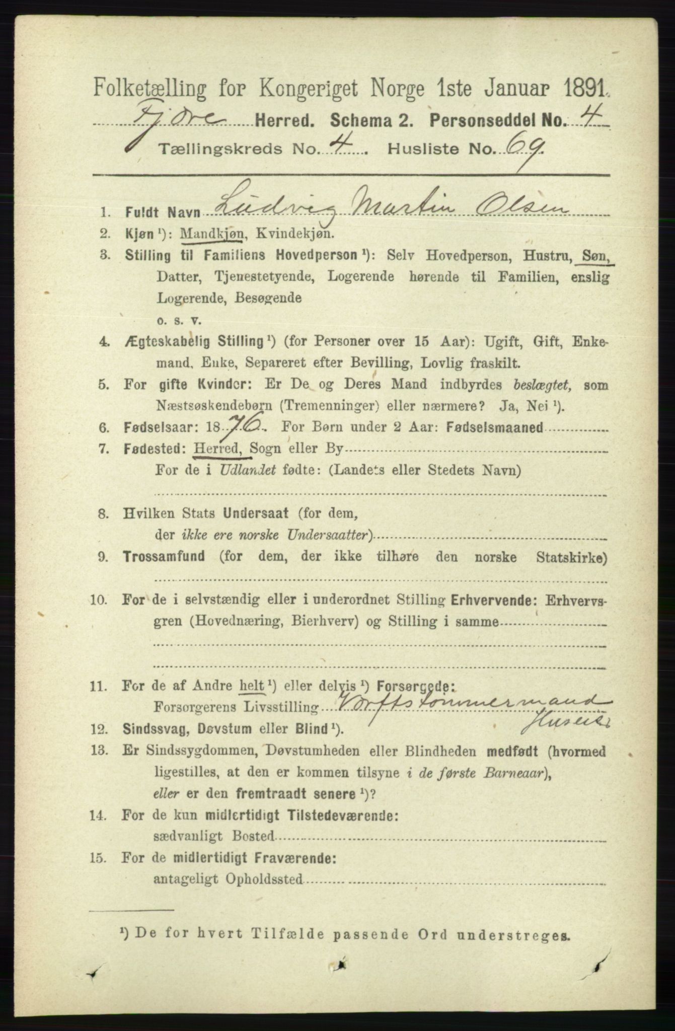 RA, 1891 census for 0923 Fjære, 1891, p. 2324