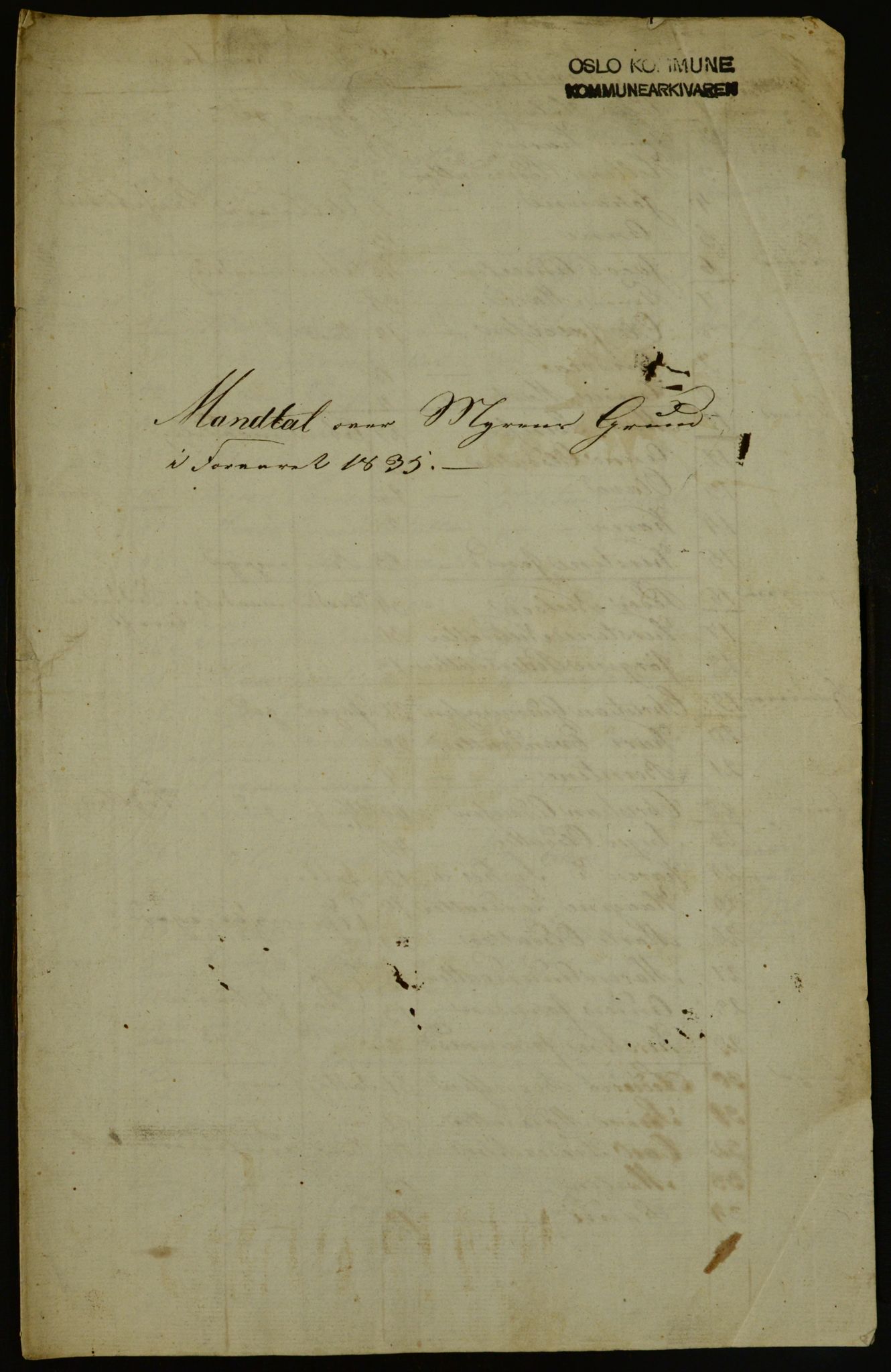 OBA, Census for Aker 1835, 1835