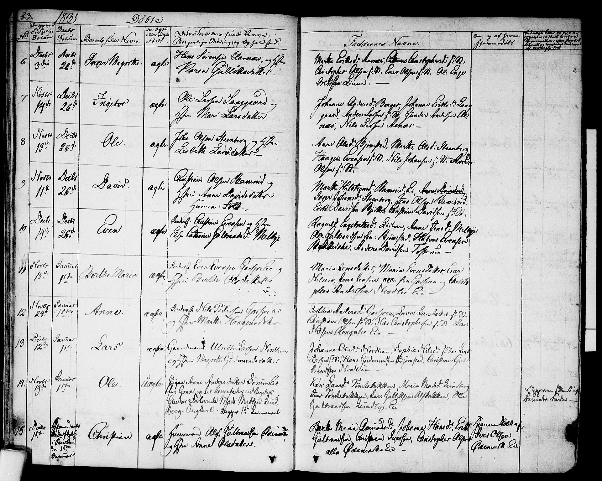 Hurdal prestekontor Kirkebøker, AV/SAO-A-10889/F/Fa/L0004: Parish register (official) no. I 4, 1828-1845, p. 23