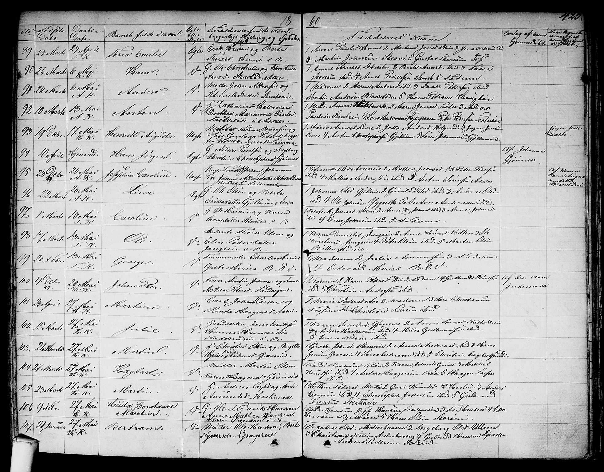 Asker prestekontor Kirkebøker, AV/SAO-A-10256a/F/Fa/L0007: Parish register (official) no. I 7, 1825-1864, p. 425