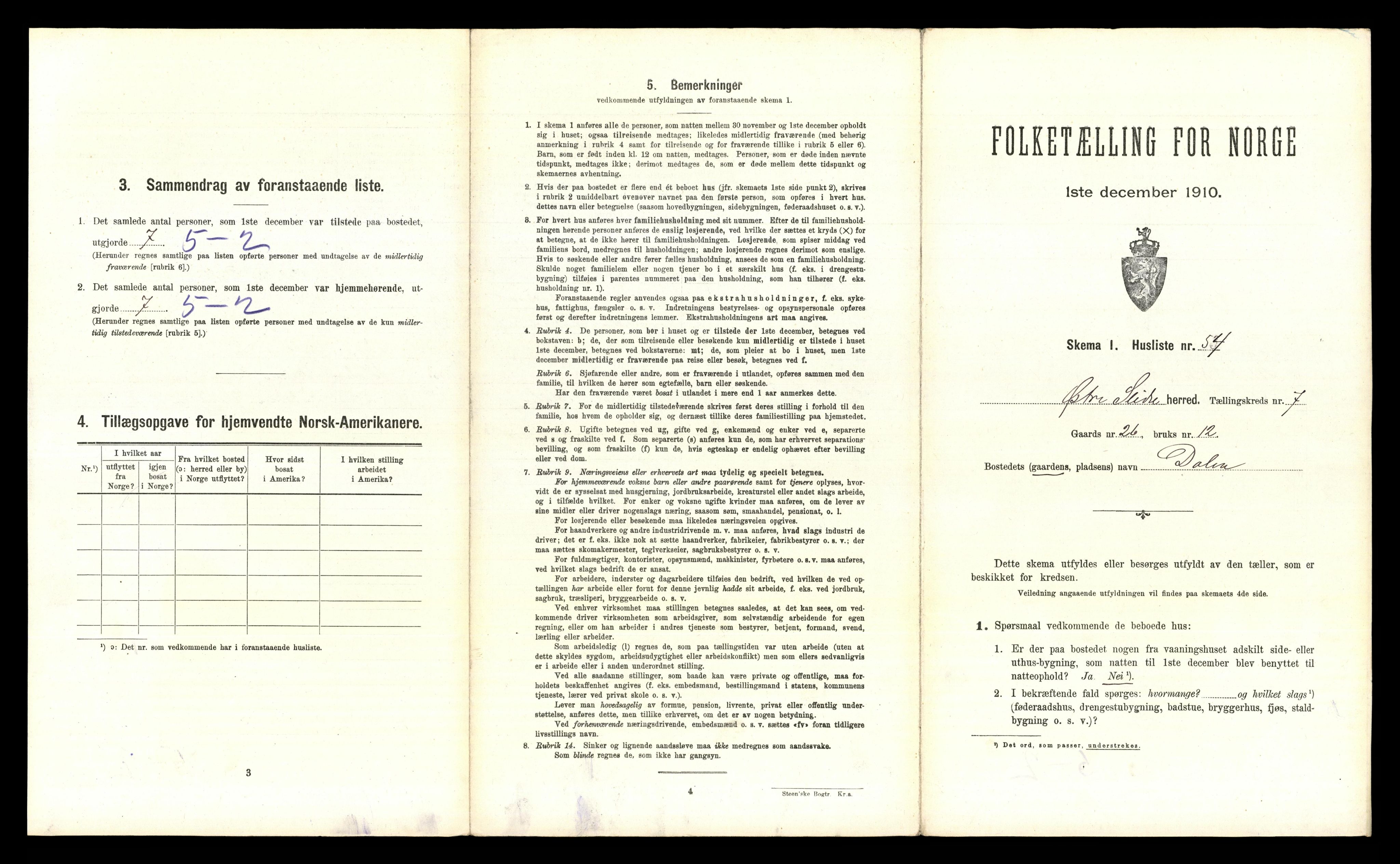 RA, 1910 census for Øystre Slidre, 1910, p. 696