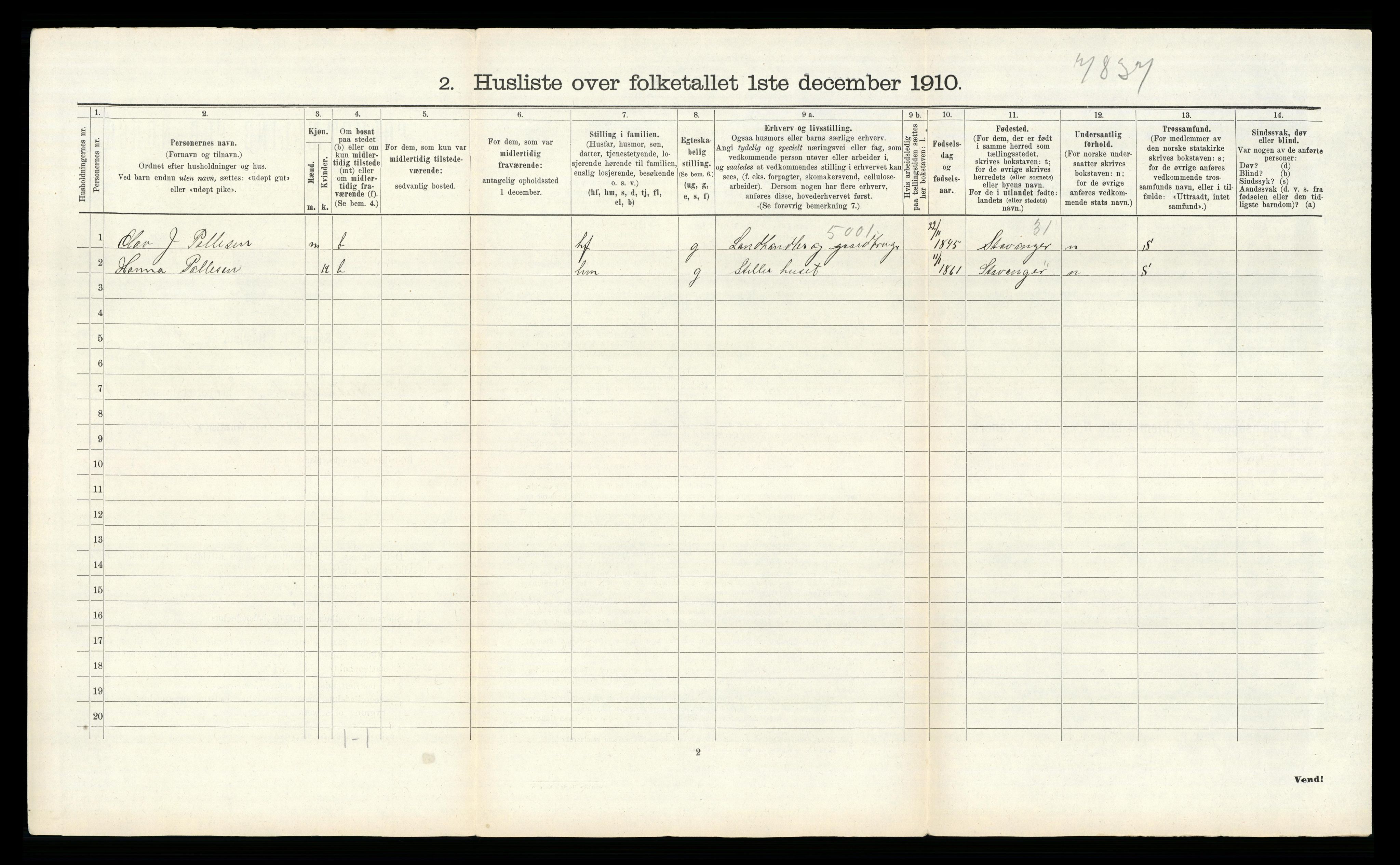 RA, 1910 census for Hjelmeland, 1910, p. 79