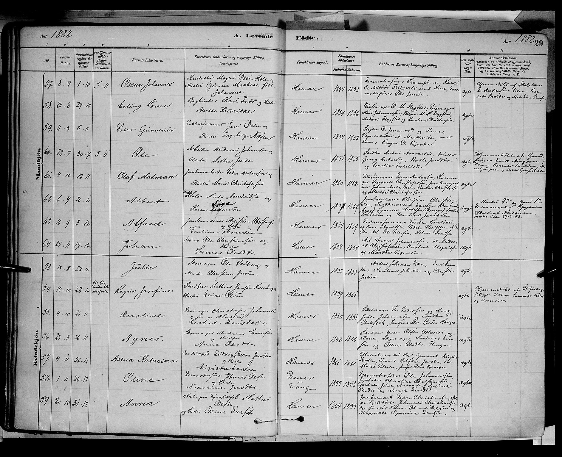 Vang prestekontor, Hedmark, SAH/PREST-008/H/Ha/Haa/L0016: Parish register (official) no. 16, 1878-1889, p. 29