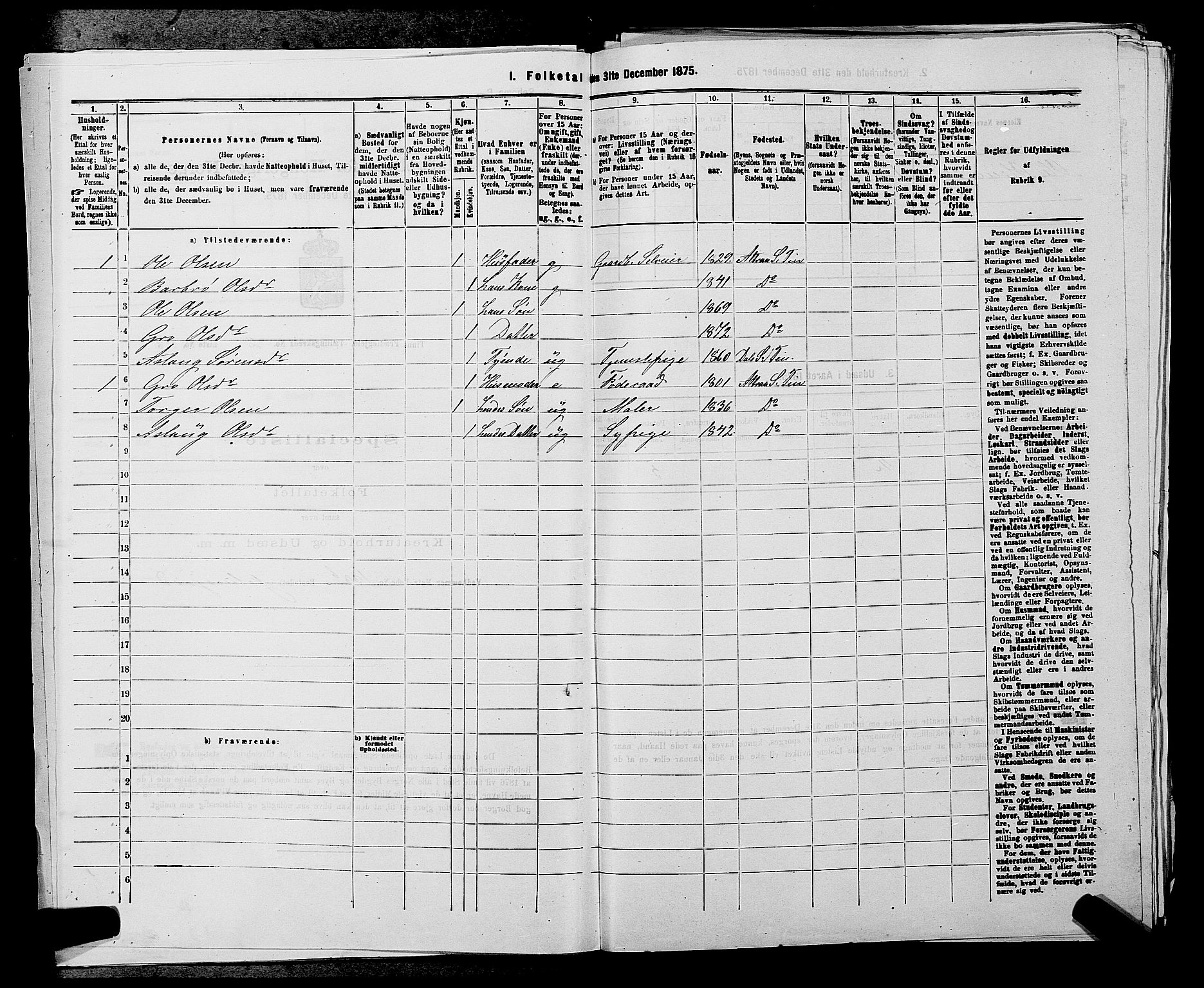 SAKO, 1875 census for 0826P Tinn, 1875, p. 223