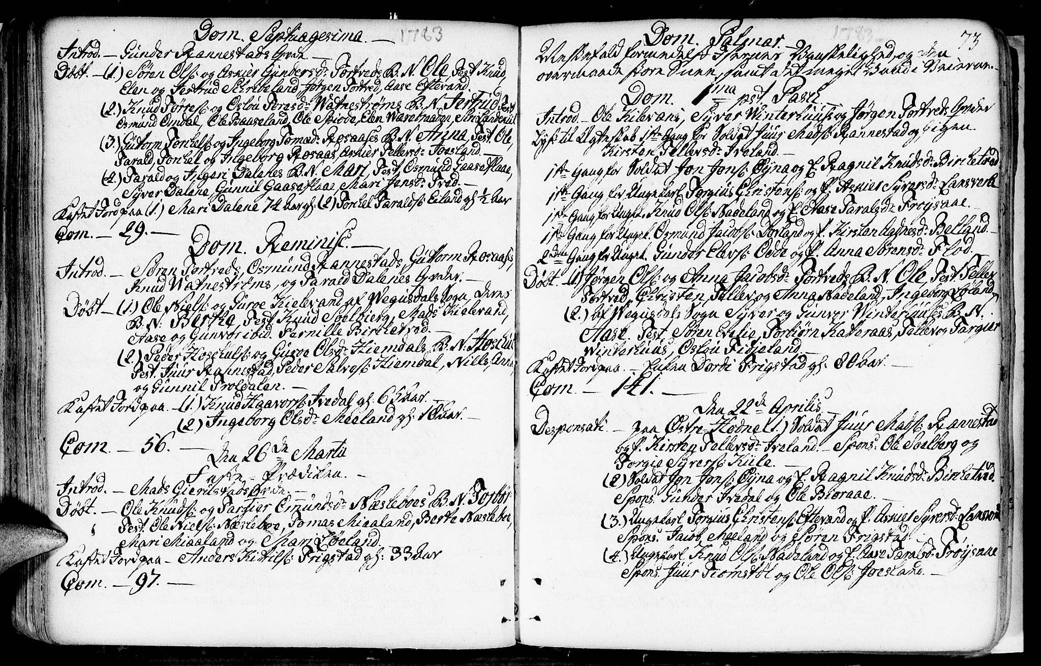 Evje sokneprestkontor, AV/SAK-1111-0008/F/Fa/Fac/L0002: Parish register (official) no. A 2, 1765-1816, p. 73