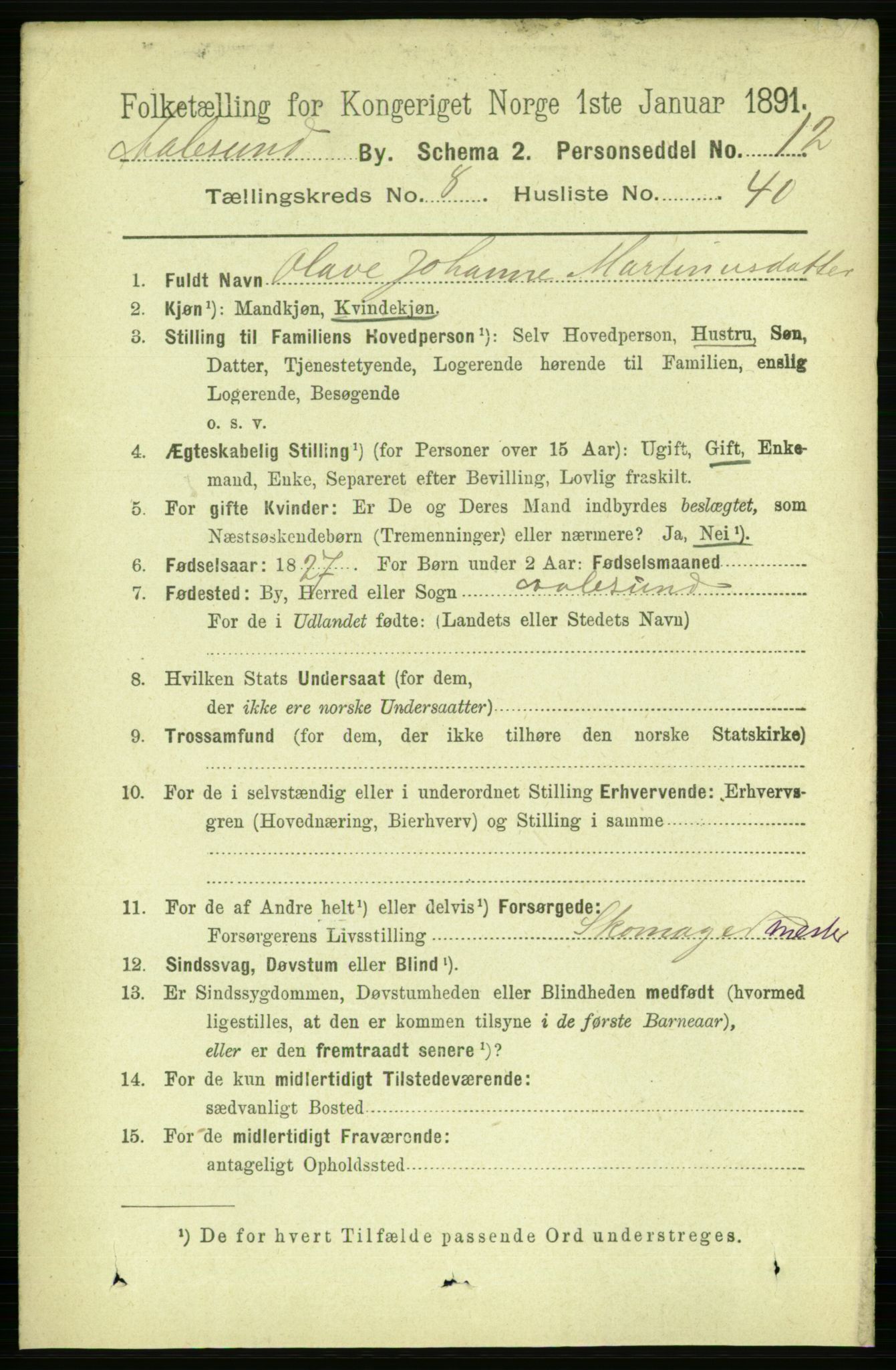 RA, 1891 census for 1501 Ålesund, 1891, p. 6271