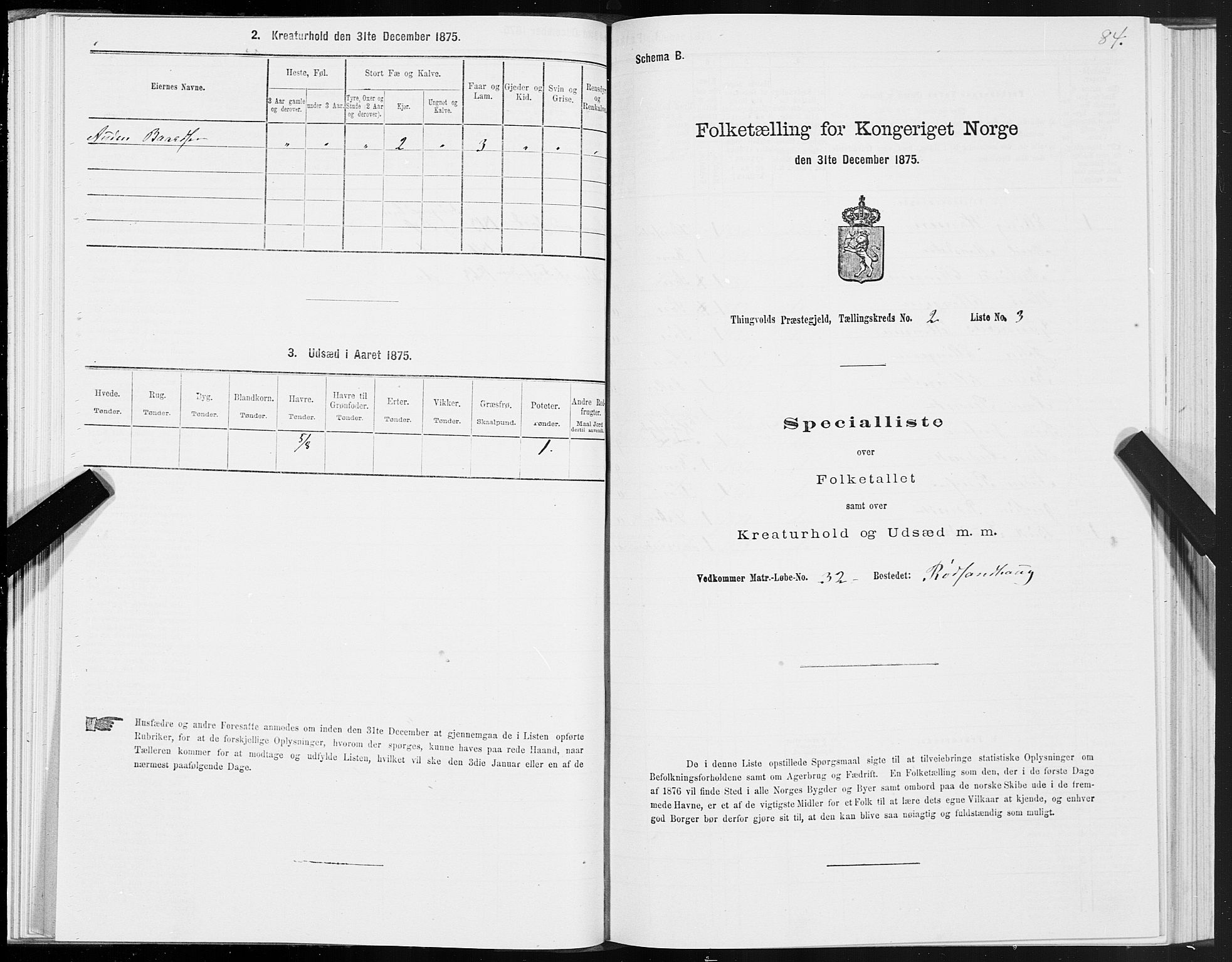 SAT, 1875 census for 1560P Tingvoll, 1875, p. 1084