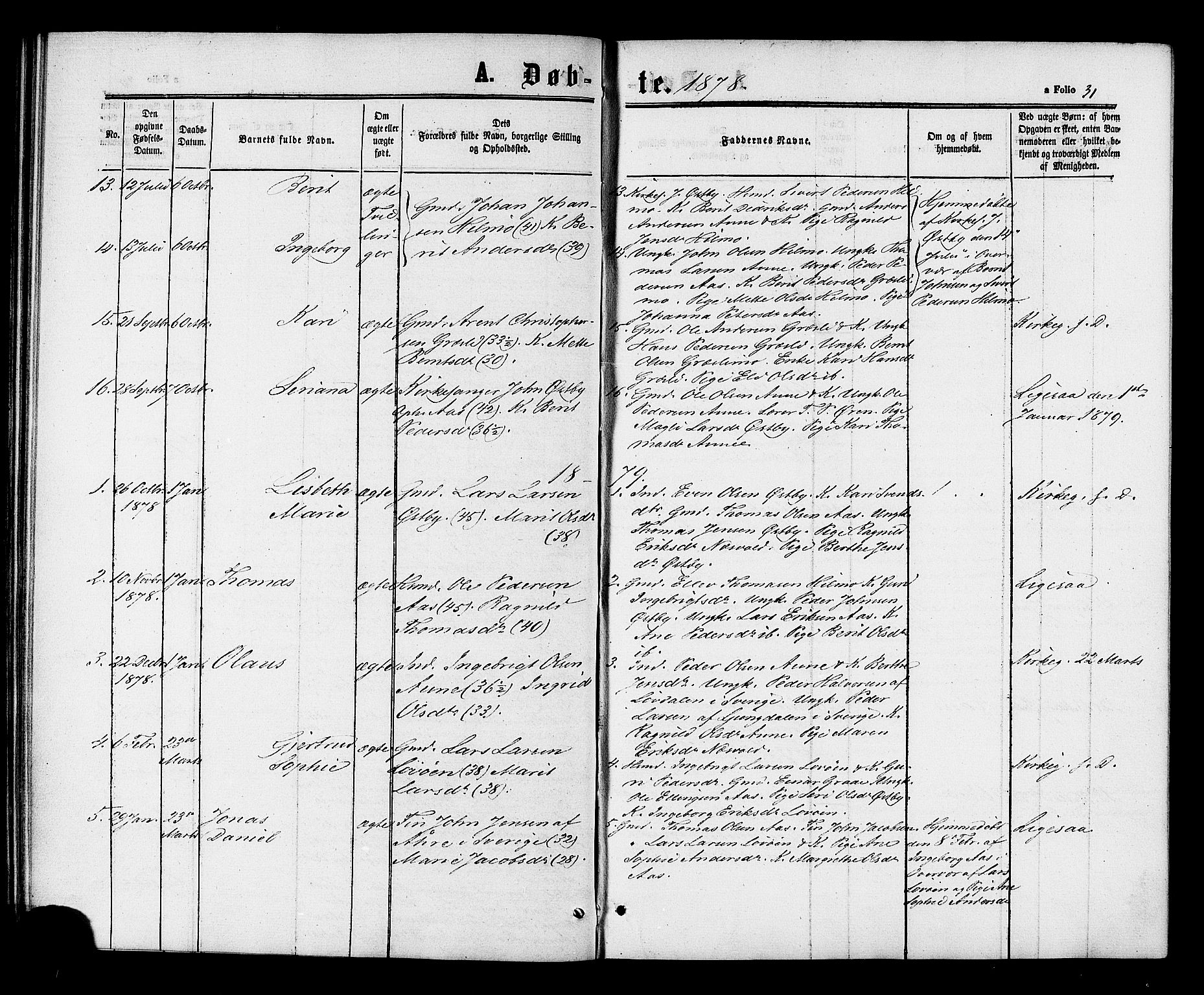 Ministerialprotokoller, klokkerbøker og fødselsregistre - Sør-Trøndelag, SAT/A-1456/698/L1163: Parish register (official) no. 698A01, 1862-1887, p. 31