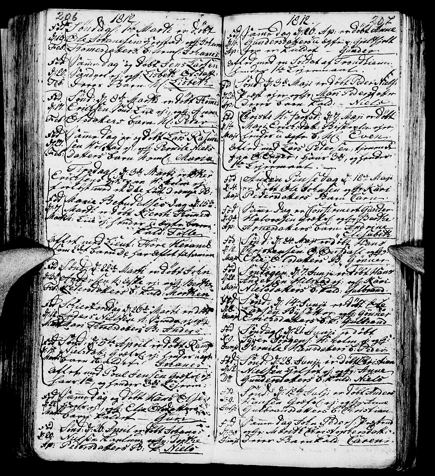 Nes prestekontor, Hedmark, AV/SAH-PREST-020/L/La/L0002: Parish register (copy) no. 2, 1785-1813, p. 206-207