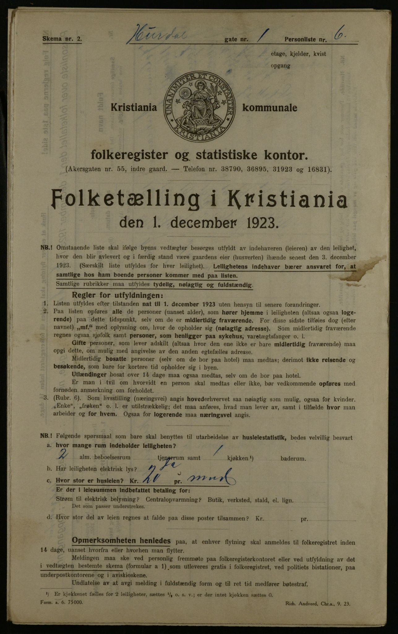 OBA, Municipal Census 1923 for Kristiania, 1923, p. 47065