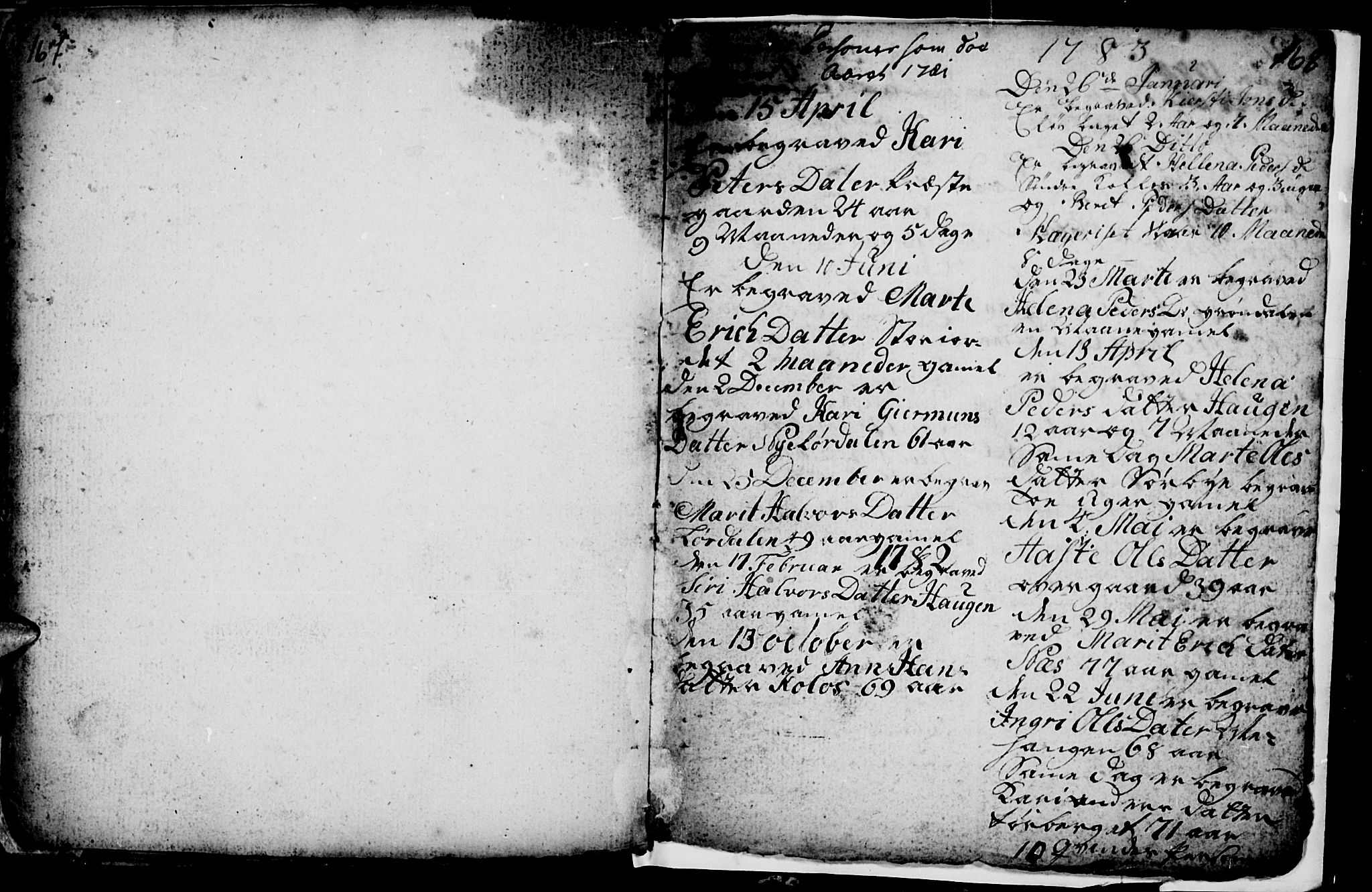 Trysil prestekontor, SAH/PREST-046/H/Ha/Hab/L0001: Parish register (copy) no. 1, 1781-1799, p. 167-168