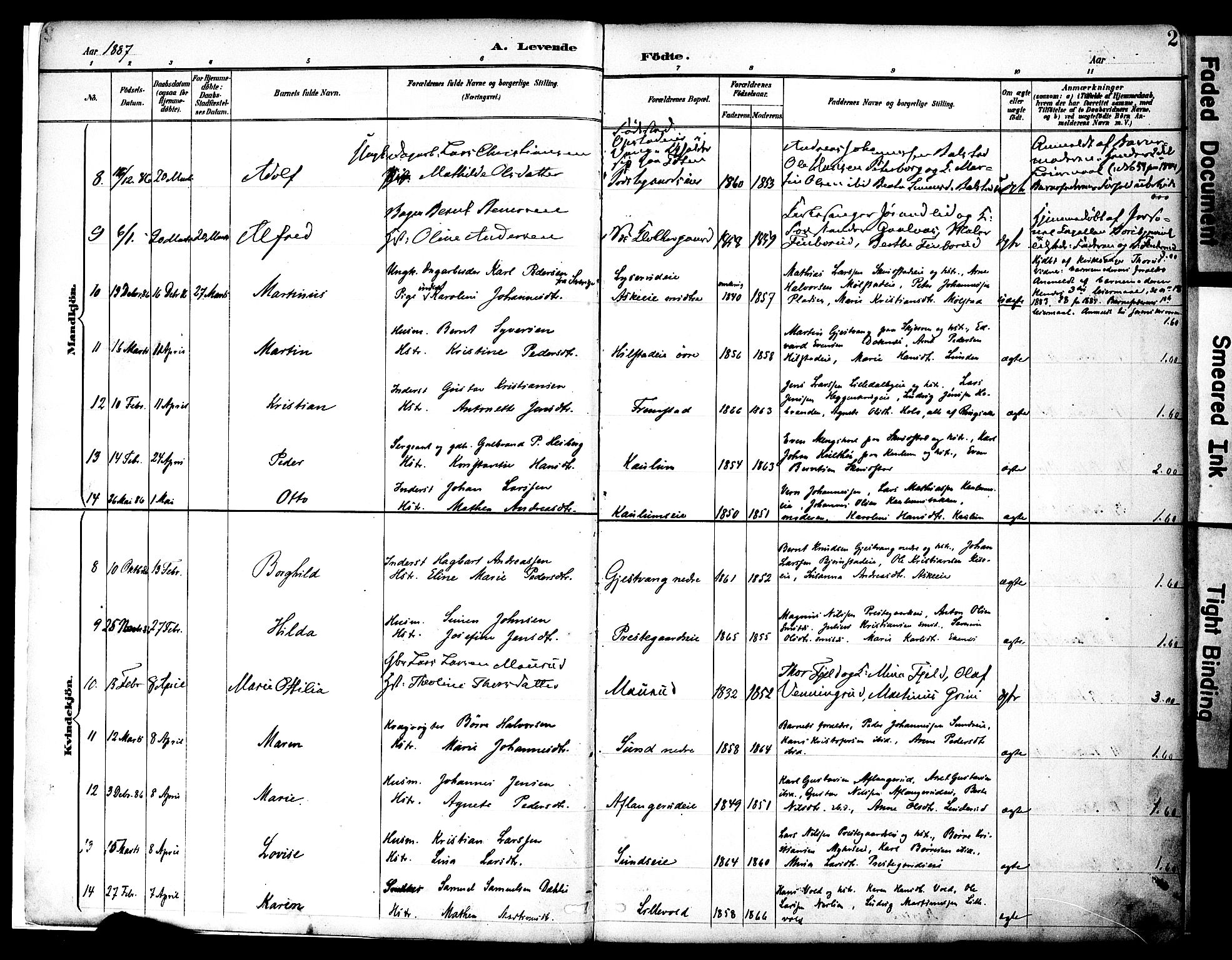 Nes prestekontor, Hedmark, SAH/PREST-020/K/Ka/L0009: Parish register (official) no. 9, 1887-1905, p. 2