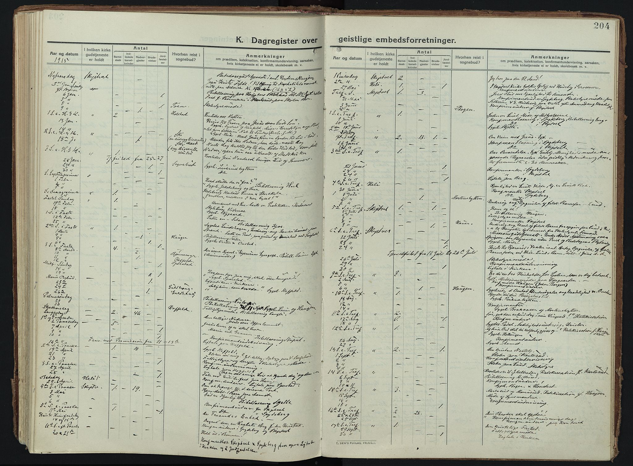 Skiptvet prestekontor Kirkebøker, SAO/A-20009/F/Fa/L0012: Parish register (official) no. 12, 1913-1924, p. 204