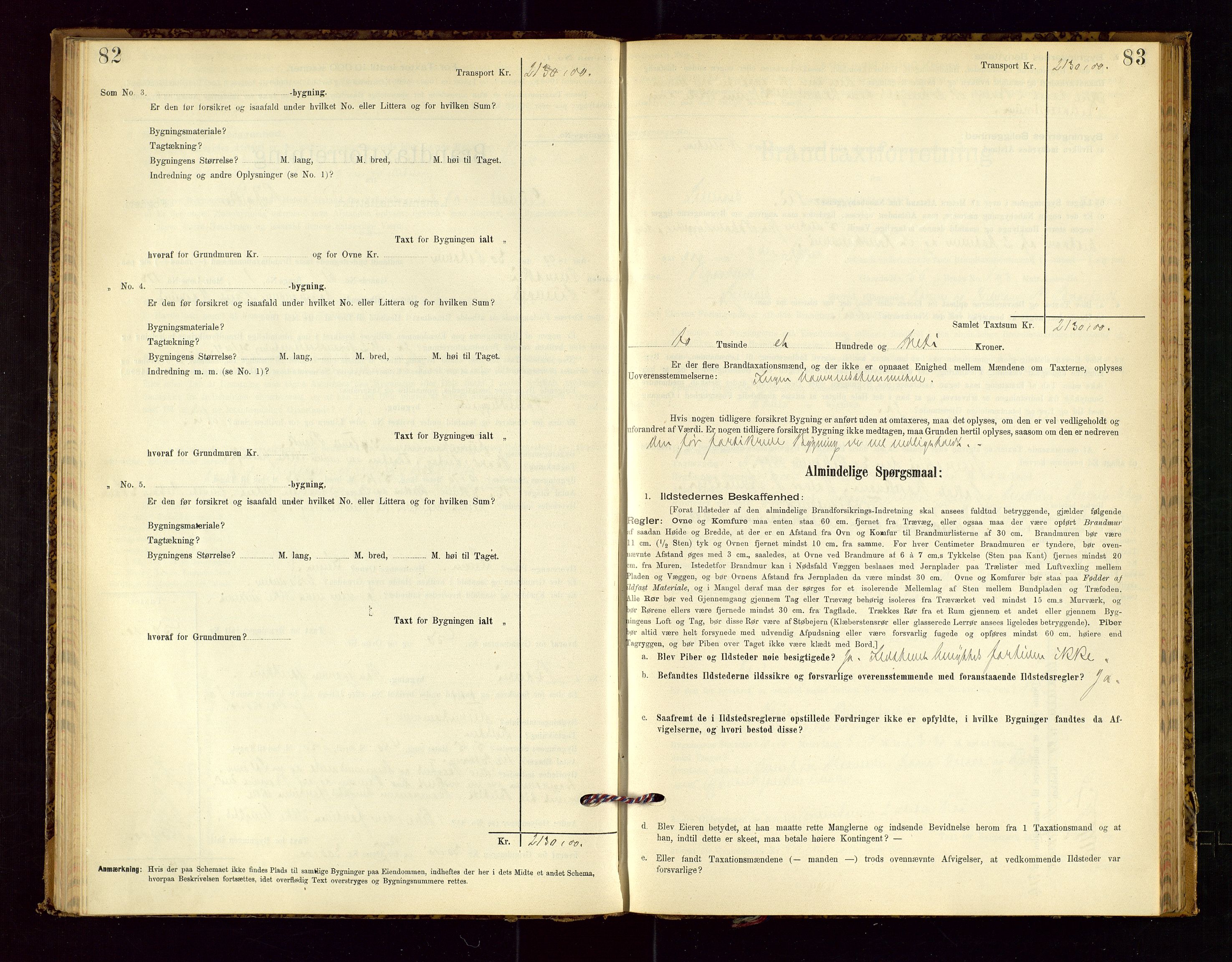 Suldal lensmannskontor, SAST/A-100419/Gob/L0001: "Brandtaxationsprotokol", 1894-1923, p. 82-83