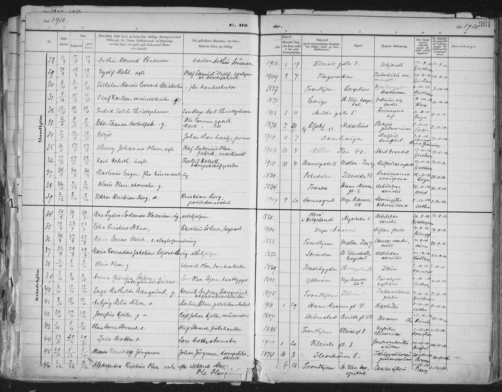 Ministerialprotokoller, klokkerbøker og fødselsregistre - Sør-Trøndelag, SAT/A-1456/603/L0167: Parish register (official) no. 603A06, 1896-1932, p. 361
