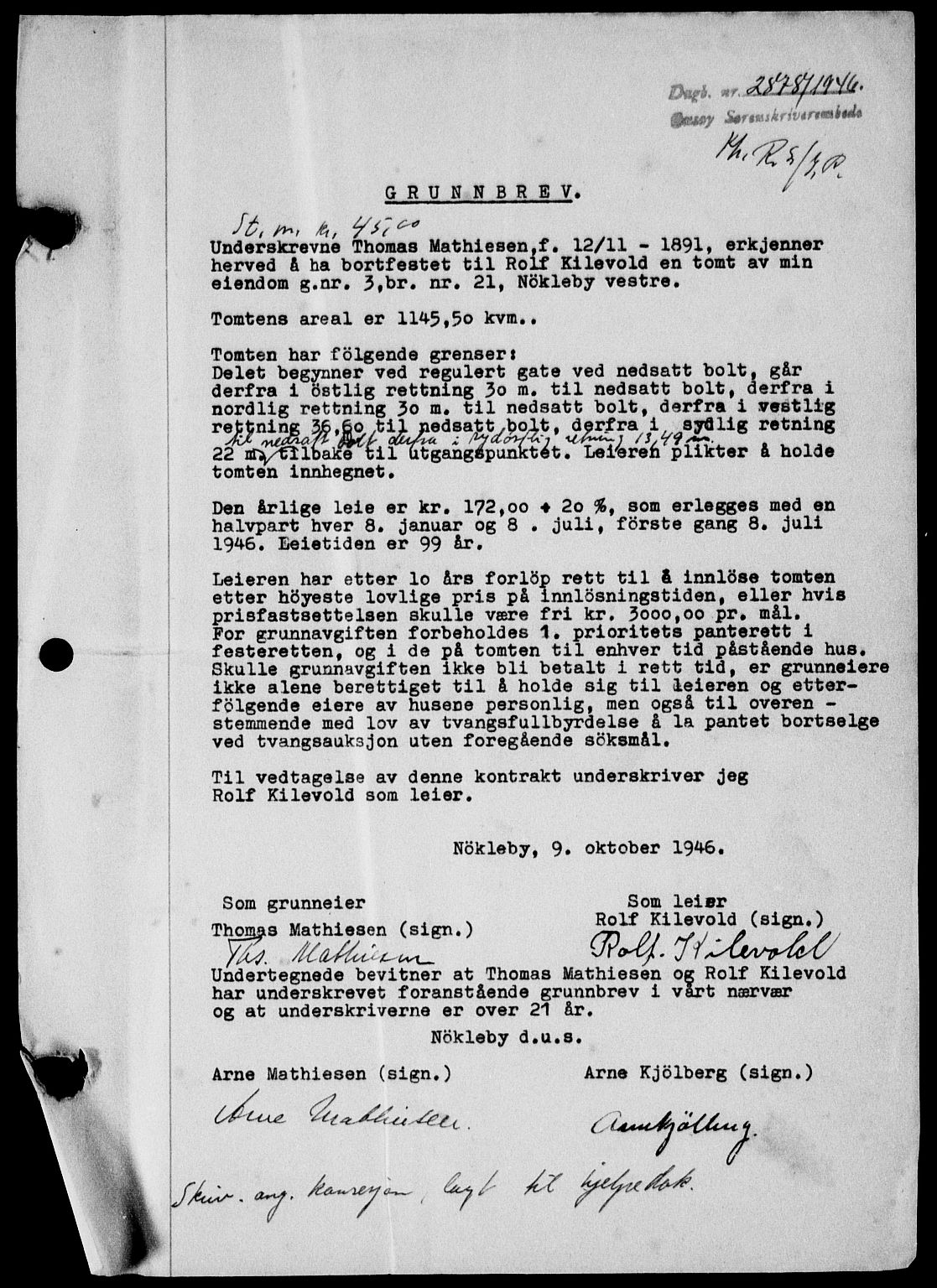 Onsøy sorenskriveri, SAO/A-10474/G/Ga/Gab/L0018: Mortgage book no. II A-18, 1946-1947, Diary no: : 2878/1946