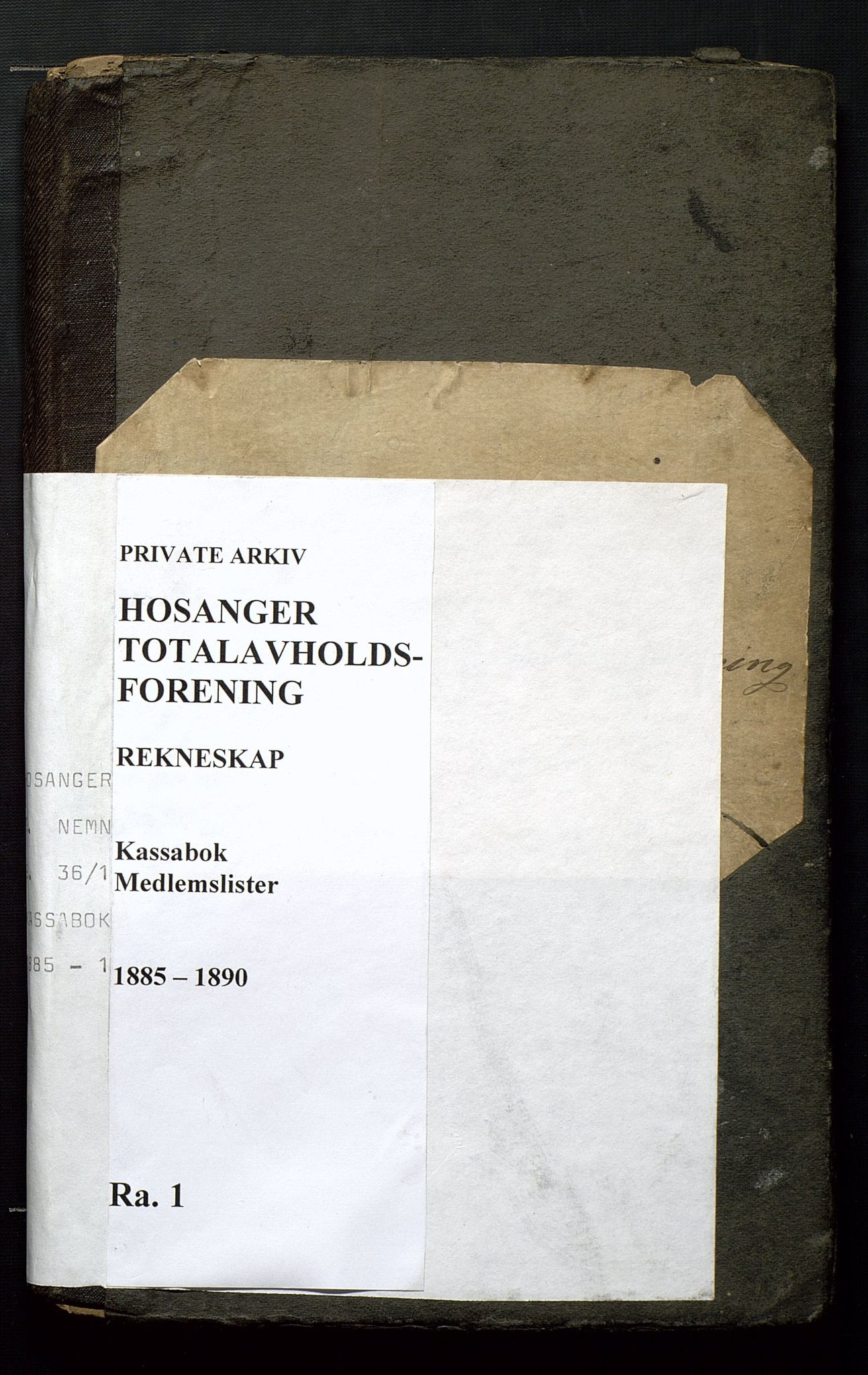 Hosanger Totalavholdsforening, IKAH/1253a-Pa0003/R/Ra/L0001: Kassabok m/medlemslister, 1885-1890