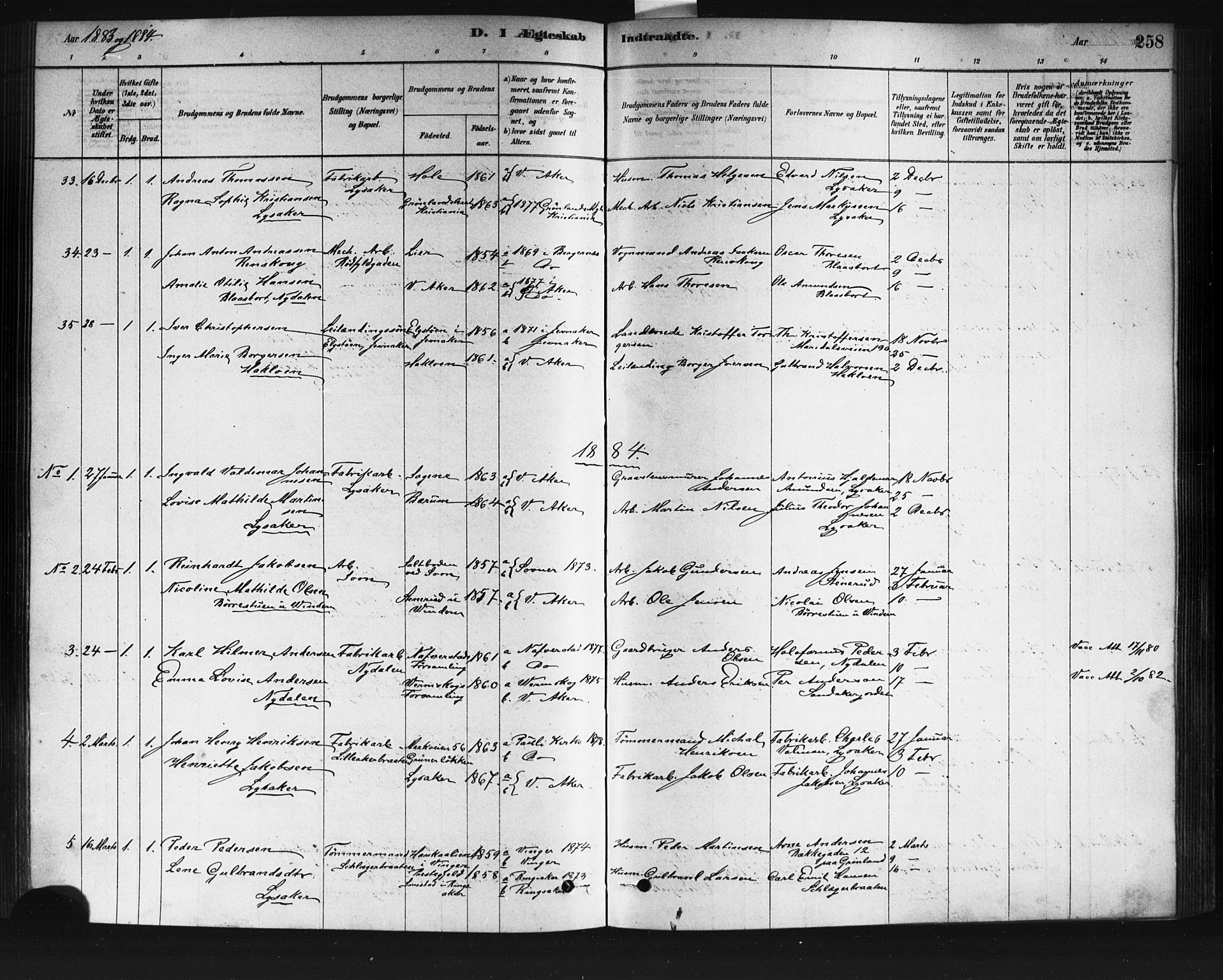 Vestre Aker prestekontor Kirkebøker, AV/SAO-A-10025/F/Fa/L0008: Parish register (official) no. 8, 1878-1903, p. 258