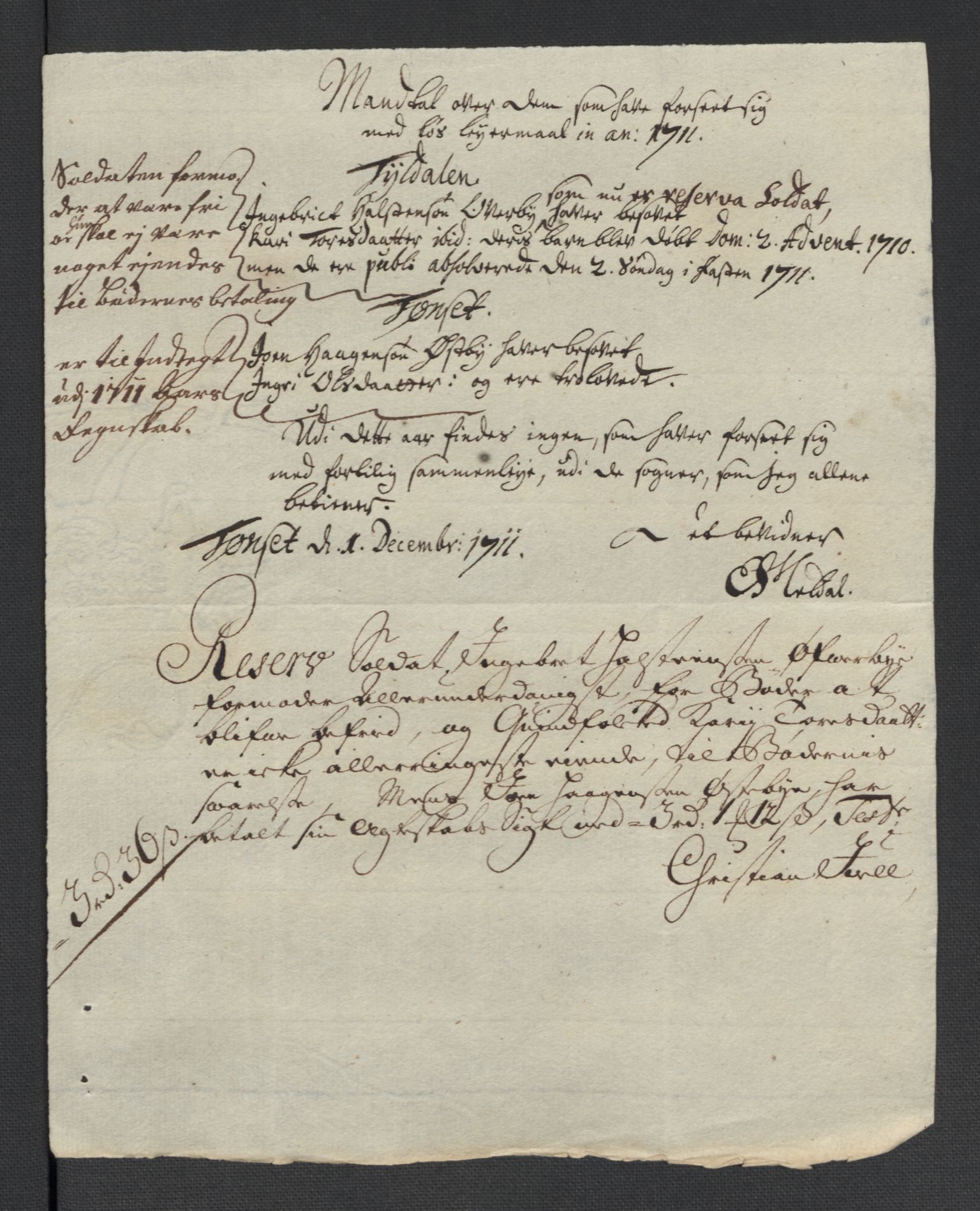 Rentekammeret inntil 1814, Reviderte regnskaper, Fogderegnskap, AV/RA-EA-4092/R13/L0848: Fogderegnskap Solør, Odal og Østerdal, 1711, p. 61