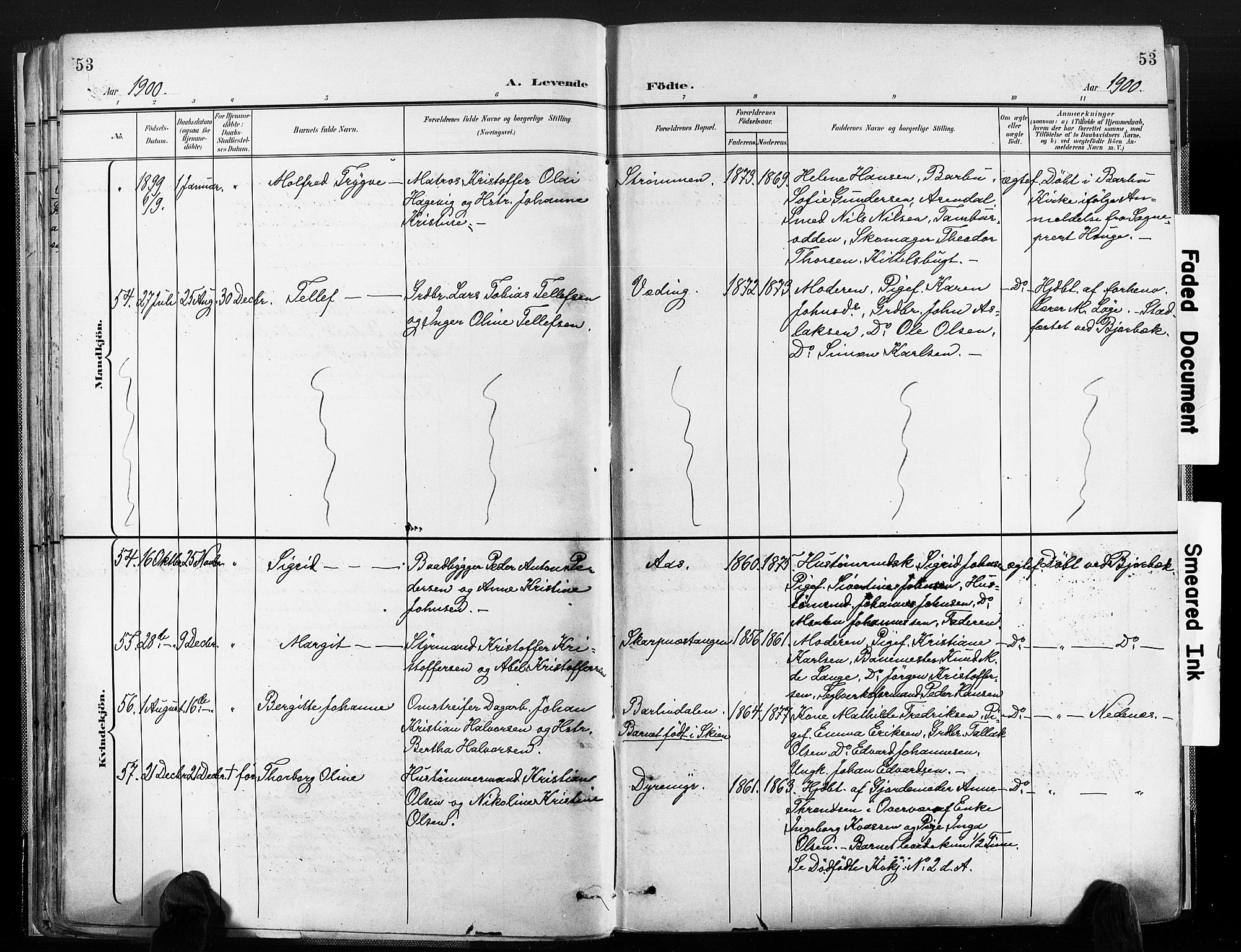Øyestad sokneprestkontor, SAK/1111-0049/F/Fa/L0018: Parish register (official) no. A 18, 1897-1907, p. 53