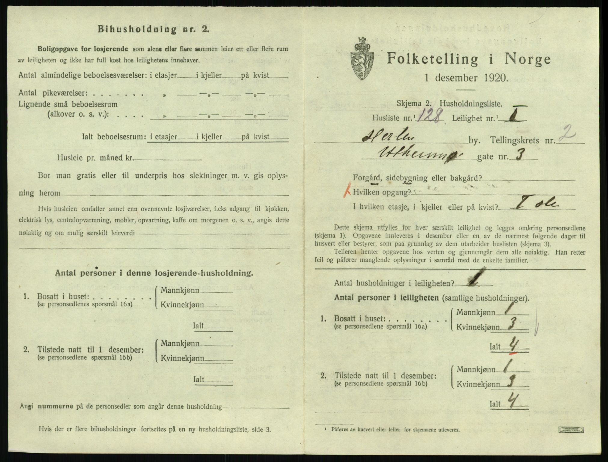 SAKO, 1920 census for Horten, 1920, p. 3805