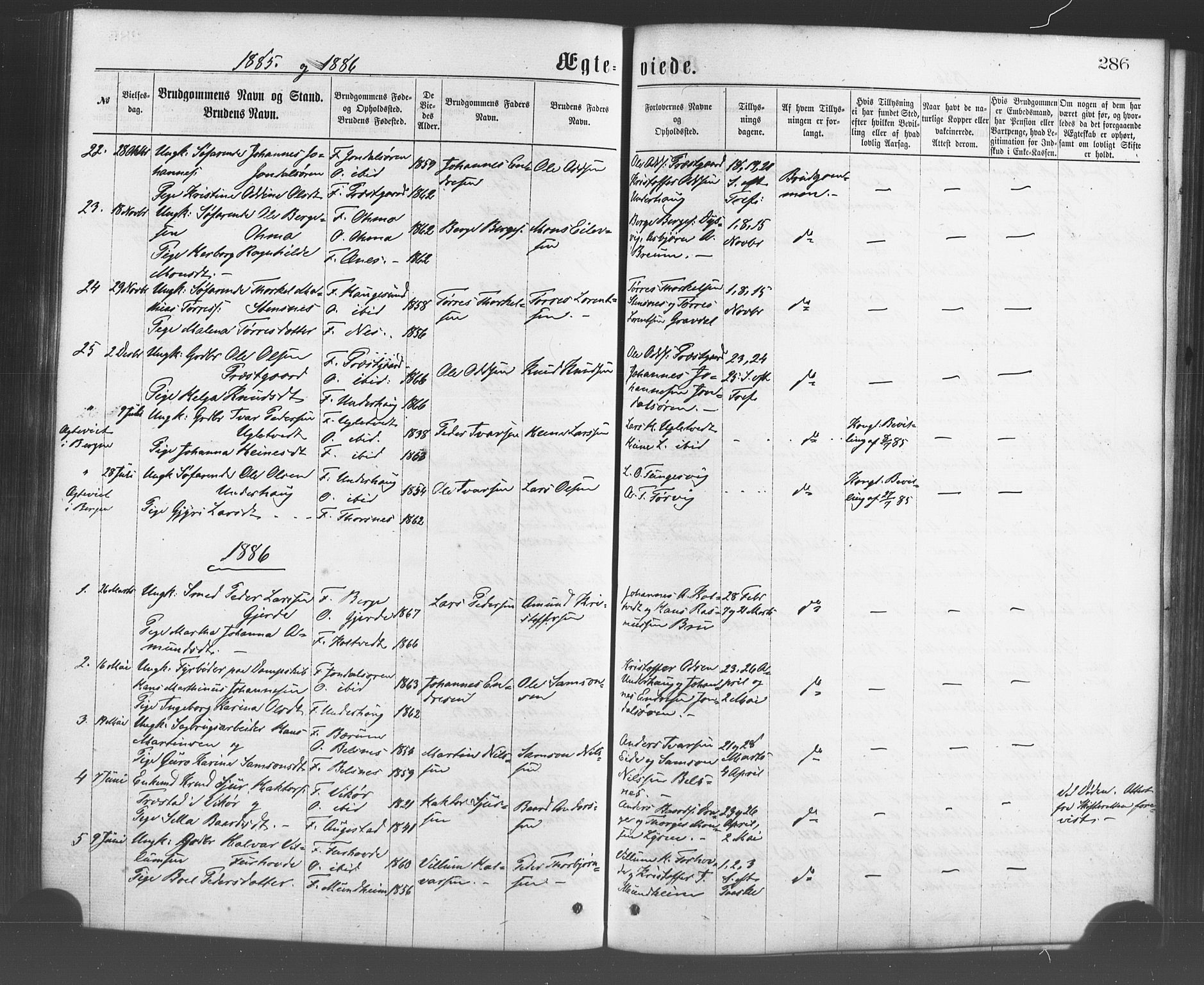 Strandebarm sokneprestembete, SAB/A-78401/H/Haa: Parish register (official) no. A 9, 1872-1886, p. 286
