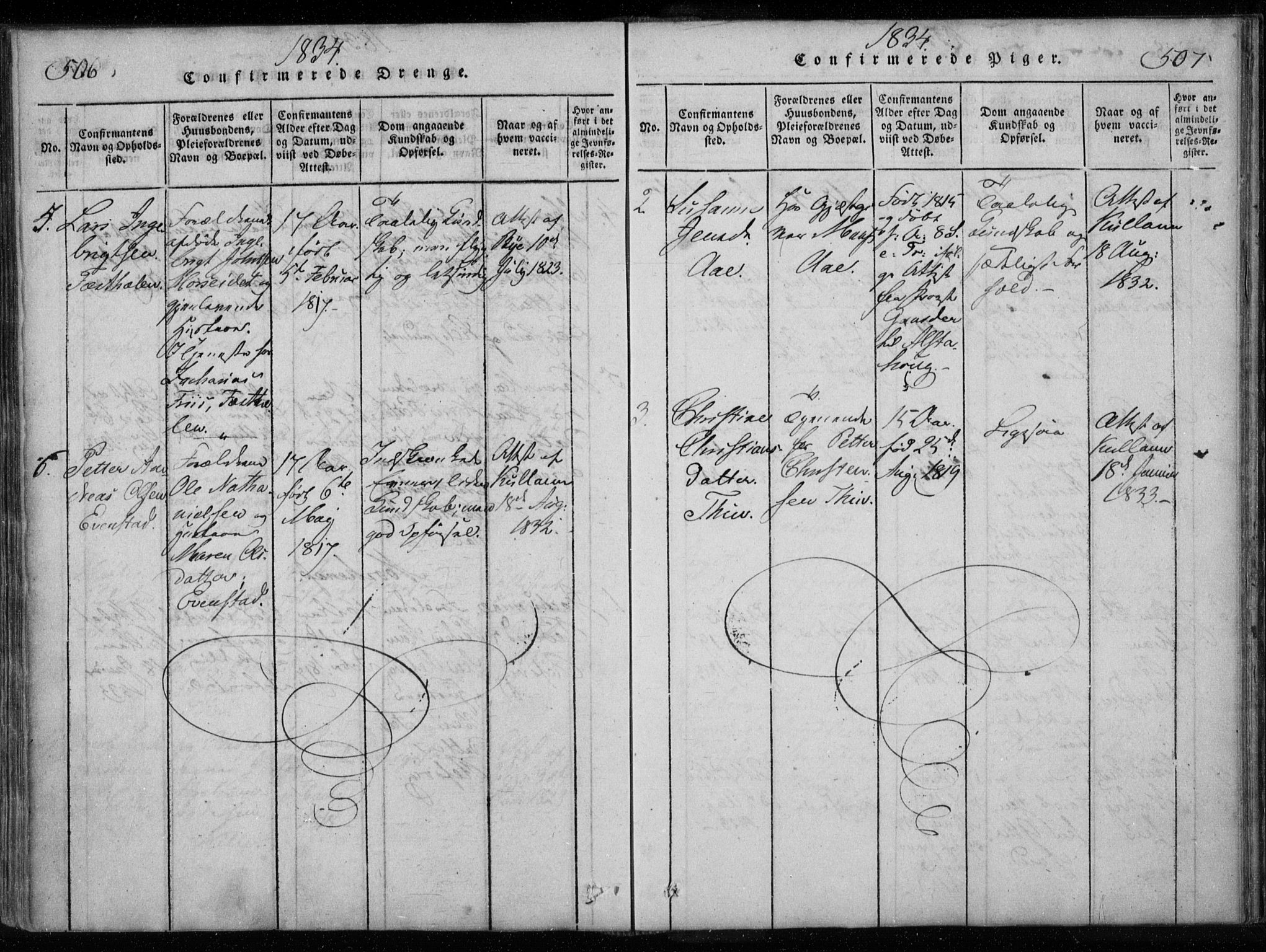 Ministerialprotokoller, klokkerbøker og fødselsregistre - Nordland, SAT/A-1459/885/L1201: Parish register (official) no. 885A02, 1820-1837, p. 506-507
