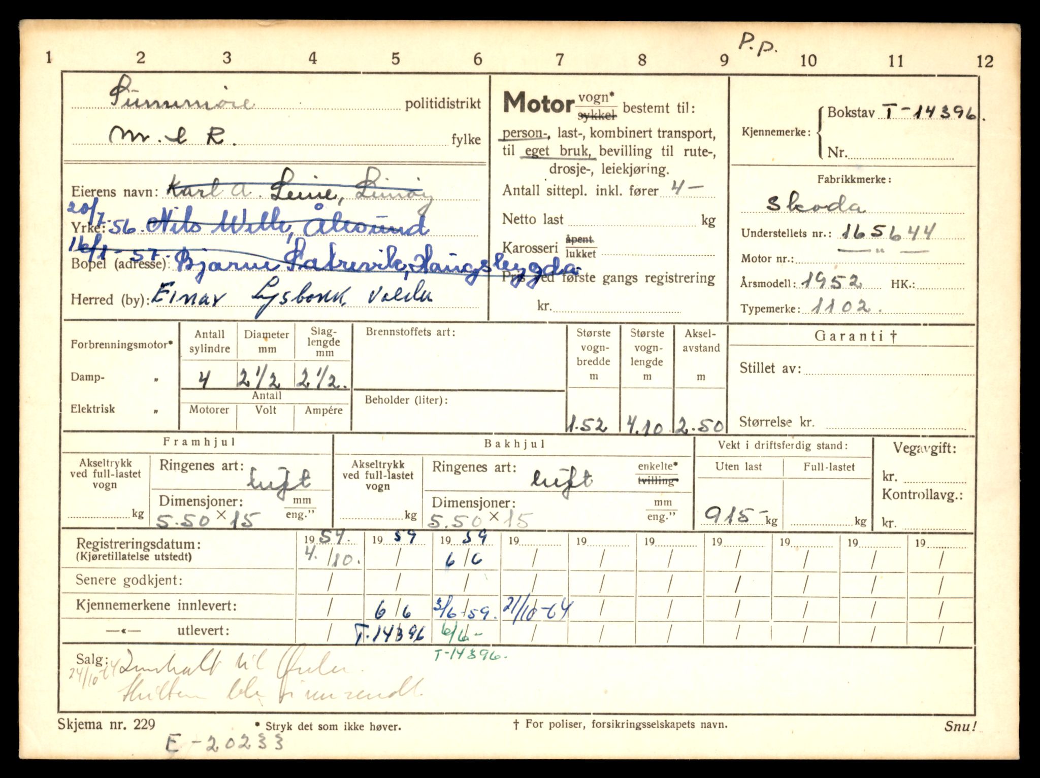 Møre og Romsdal vegkontor - Ålesund trafikkstasjon, AV/SAT-A-4099/F/Fe/L0045: Registreringskort for kjøretøy T 14320 - T 14444, 1927-1998, p. 1973