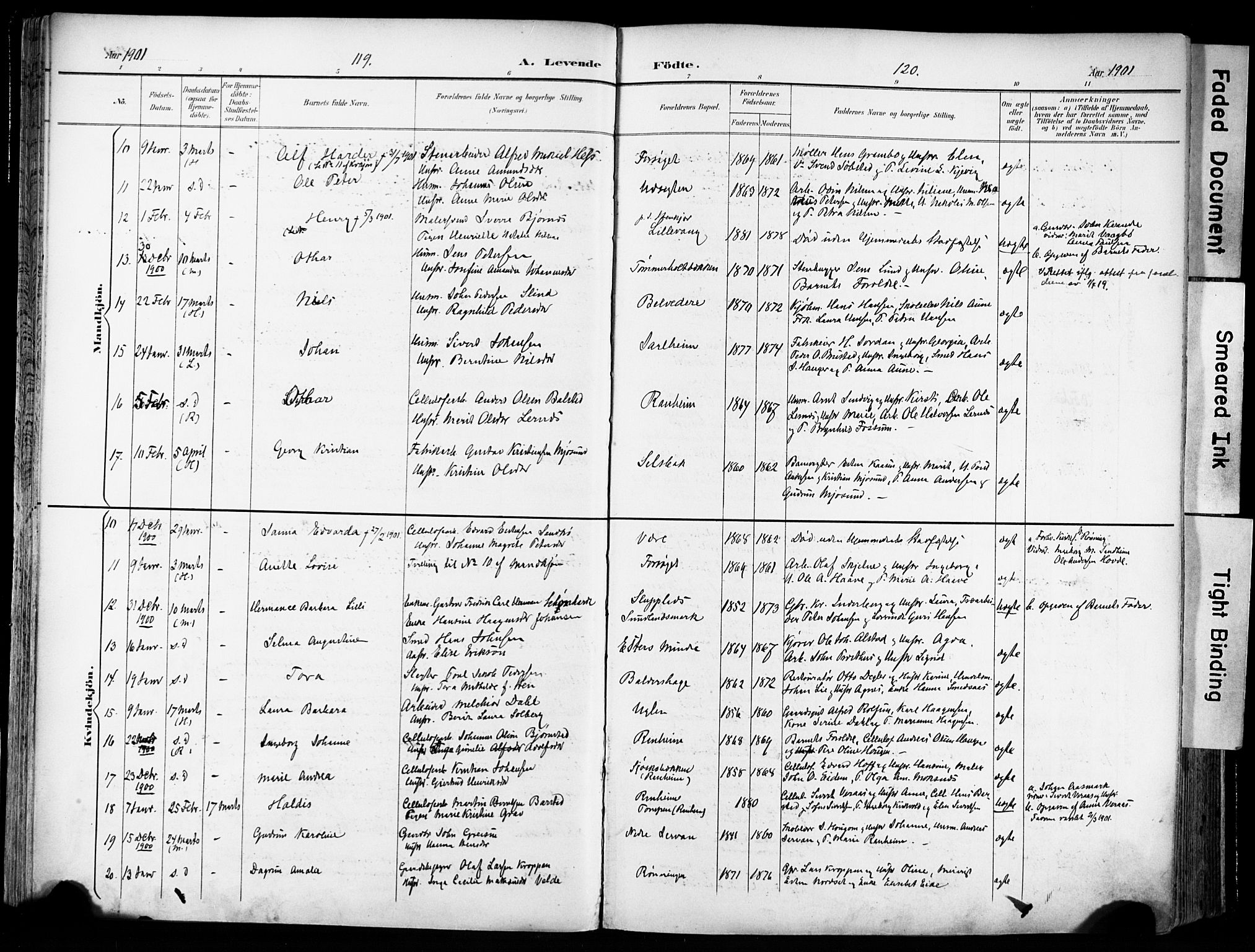 Ministerialprotokoller, klokkerbøker og fødselsregistre - Sør-Trøndelag, SAT/A-1456/606/L0301: Parish register (official) no. 606A16, 1894-1907, p. 119-120