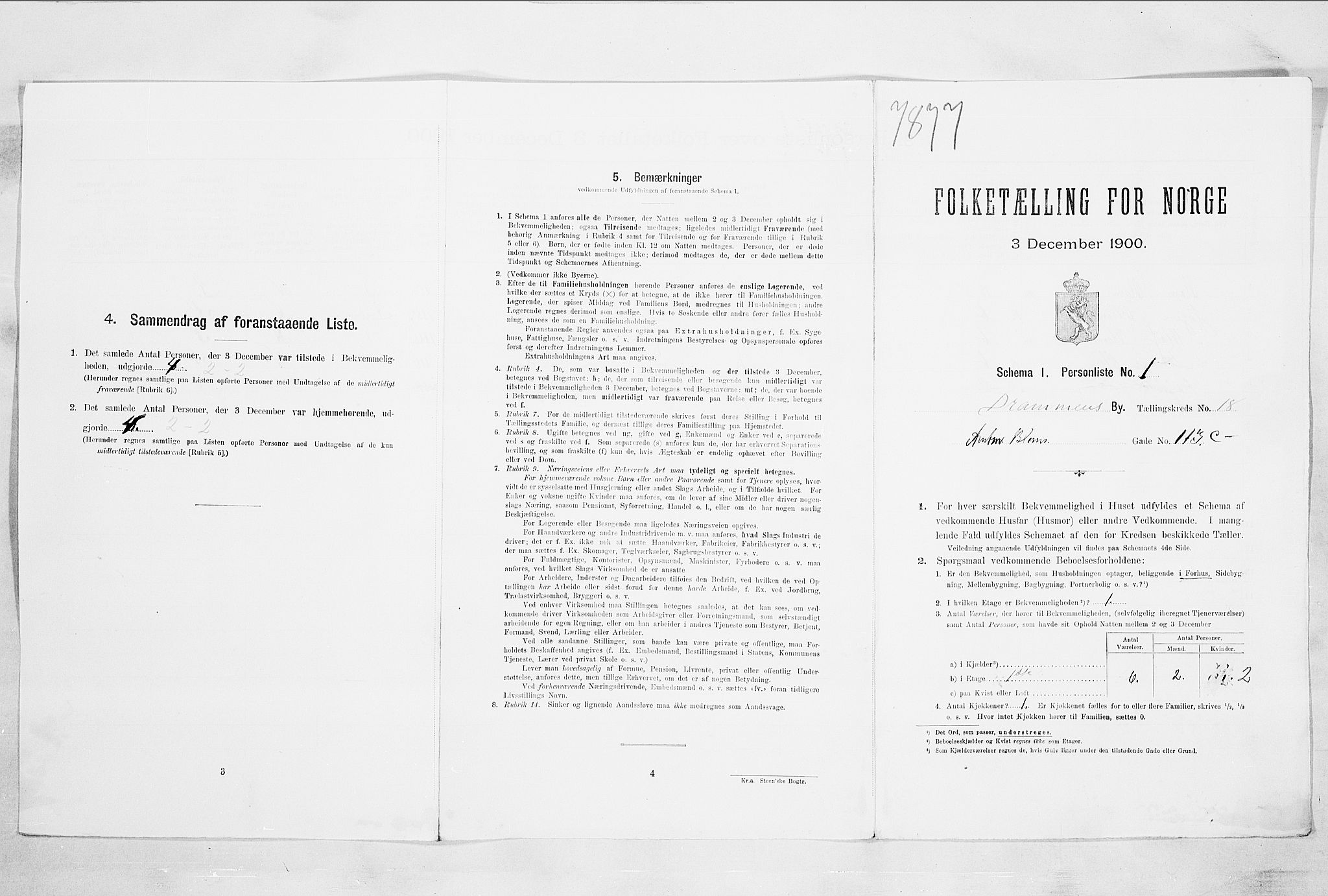 RA, 1900 census for Drammen, 1900, p. 3202