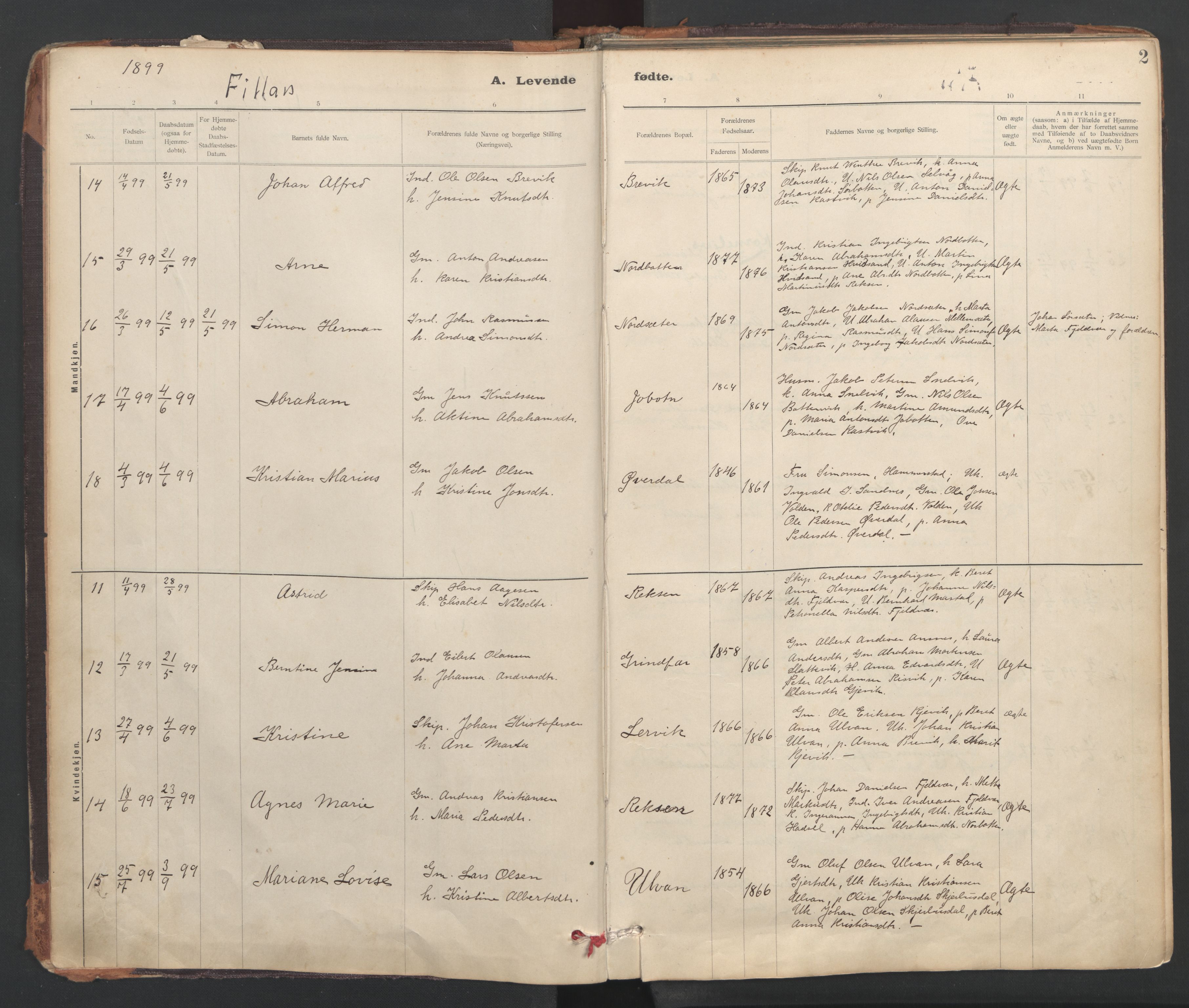 Ministerialprotokoller, klokkerbøker og fødselsregistre - Sør-Trøndelag, SAT/A-1456/637/L0559: Parish register (official) no. 637A02, 1899-1923, p. 2