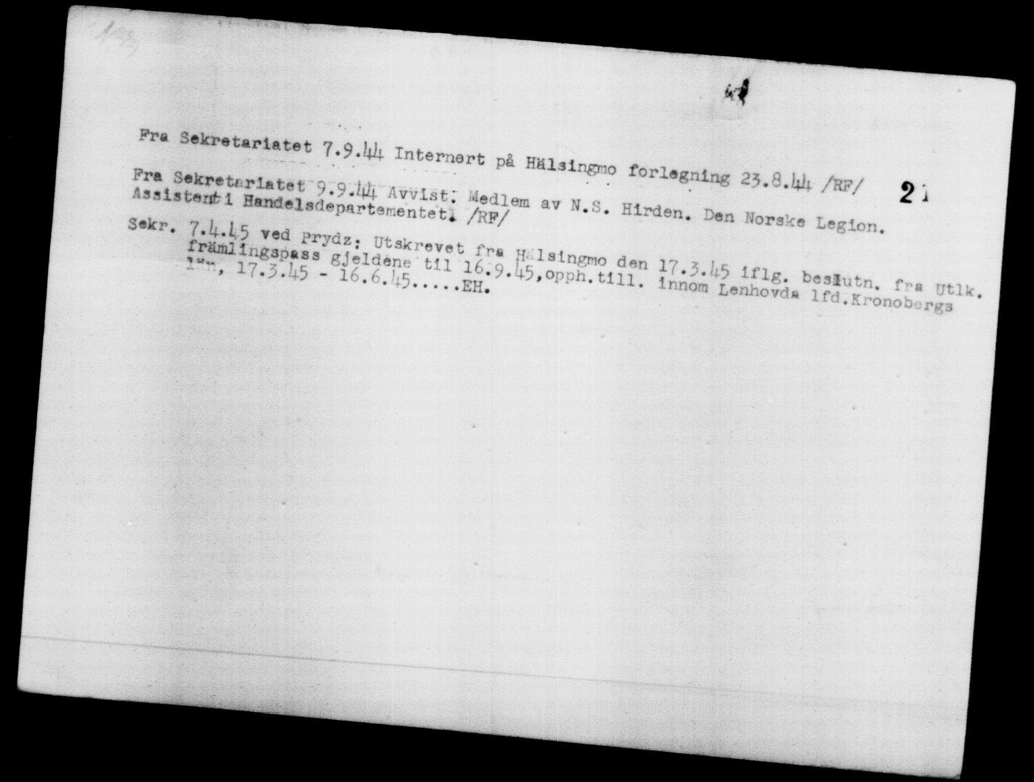 Den Kgl. Norske Legasjons Flyktningskontor, AV/RA-S-6753/V/Va/L0012: Kjesäterkartoteket.  Flyktningenr. 28300-31566, 1940-1945, p. 2061