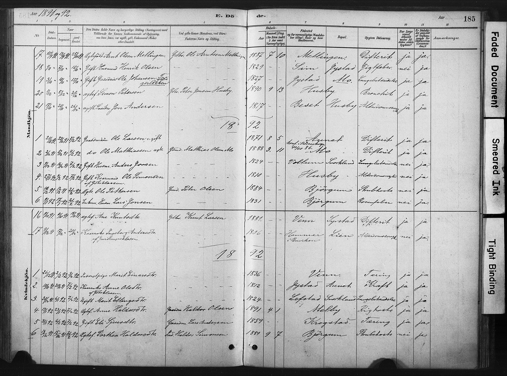 Ministerialprotokoller, klokkerbøker og fødselsregistre - Sør-Trøndelag, SAT/A-1456/667/L0795: Parish register (official) no. 667A03, 1879-1907, p. 185