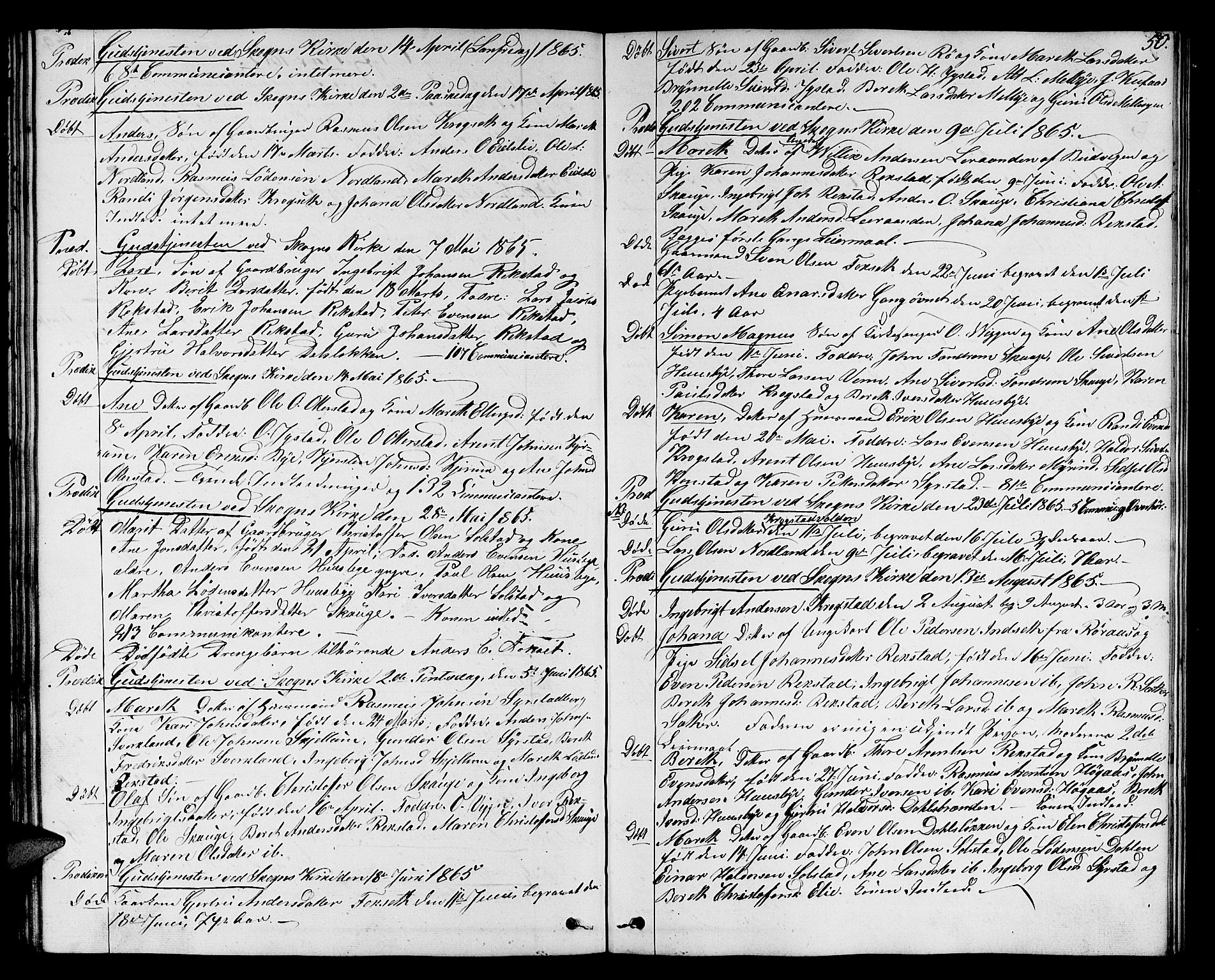 Ministerialprotokoller, klokkerbøker og fødselsregistre - Sør-Trøndelag, SAT/A-1456/667/L0797: Parish register (copy) no. 667C02, 1849-1867, p. 50