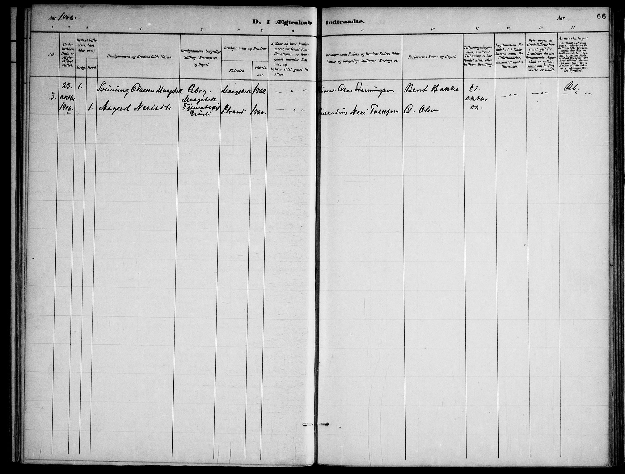 Lårdal kirkebøker, SAKO/A-284/F/Fa/L0007: Parish register (official) no. I 7, 1887-1906, p. 66