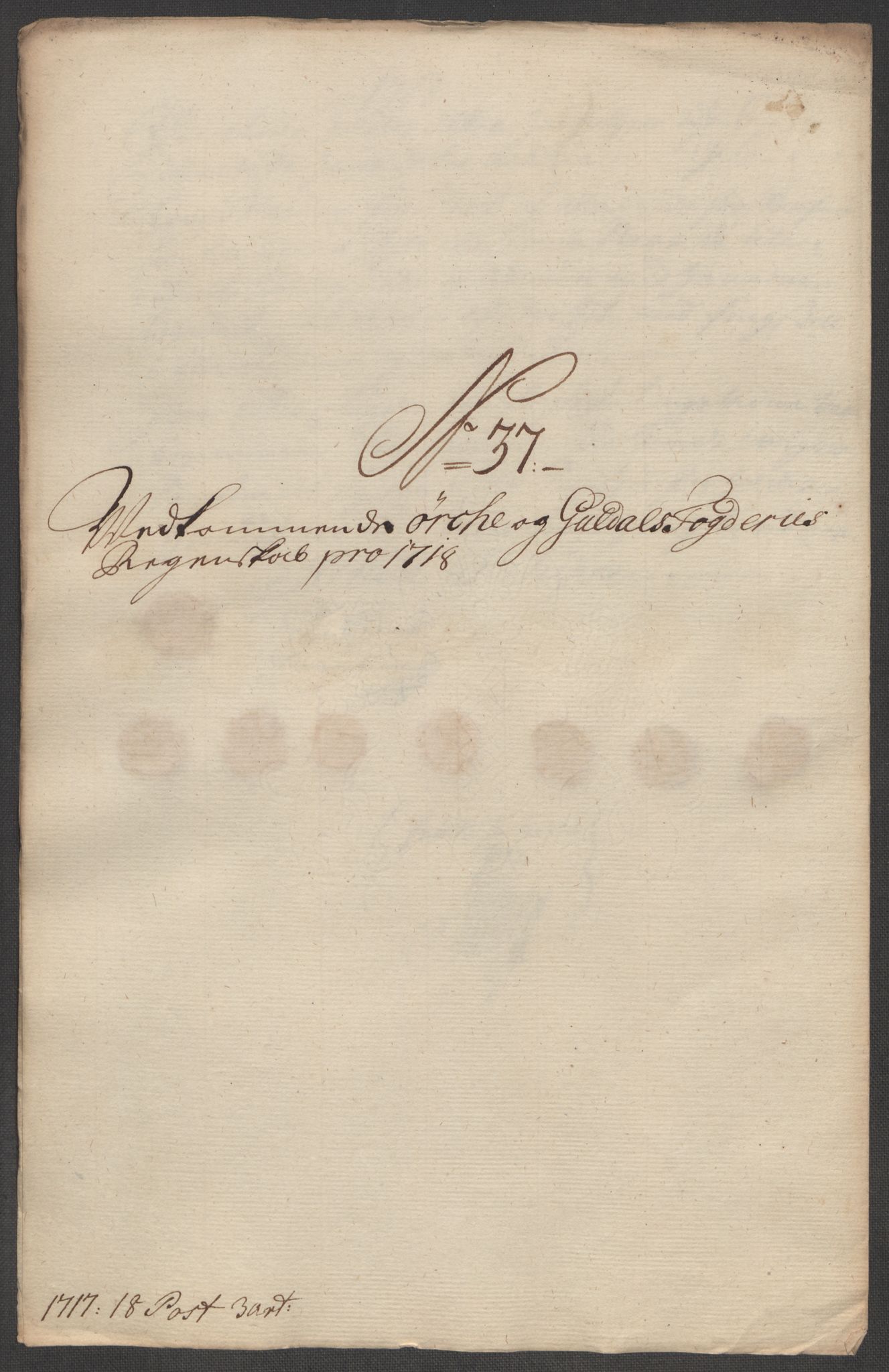 Rentekammeret inntil 1814, Reviderte regnskaper, Fogderegnskap, AV/RA-EA-4092/R60/L3971: Fogderegnskap Orkdal og Gauldal, 1718, p. 267