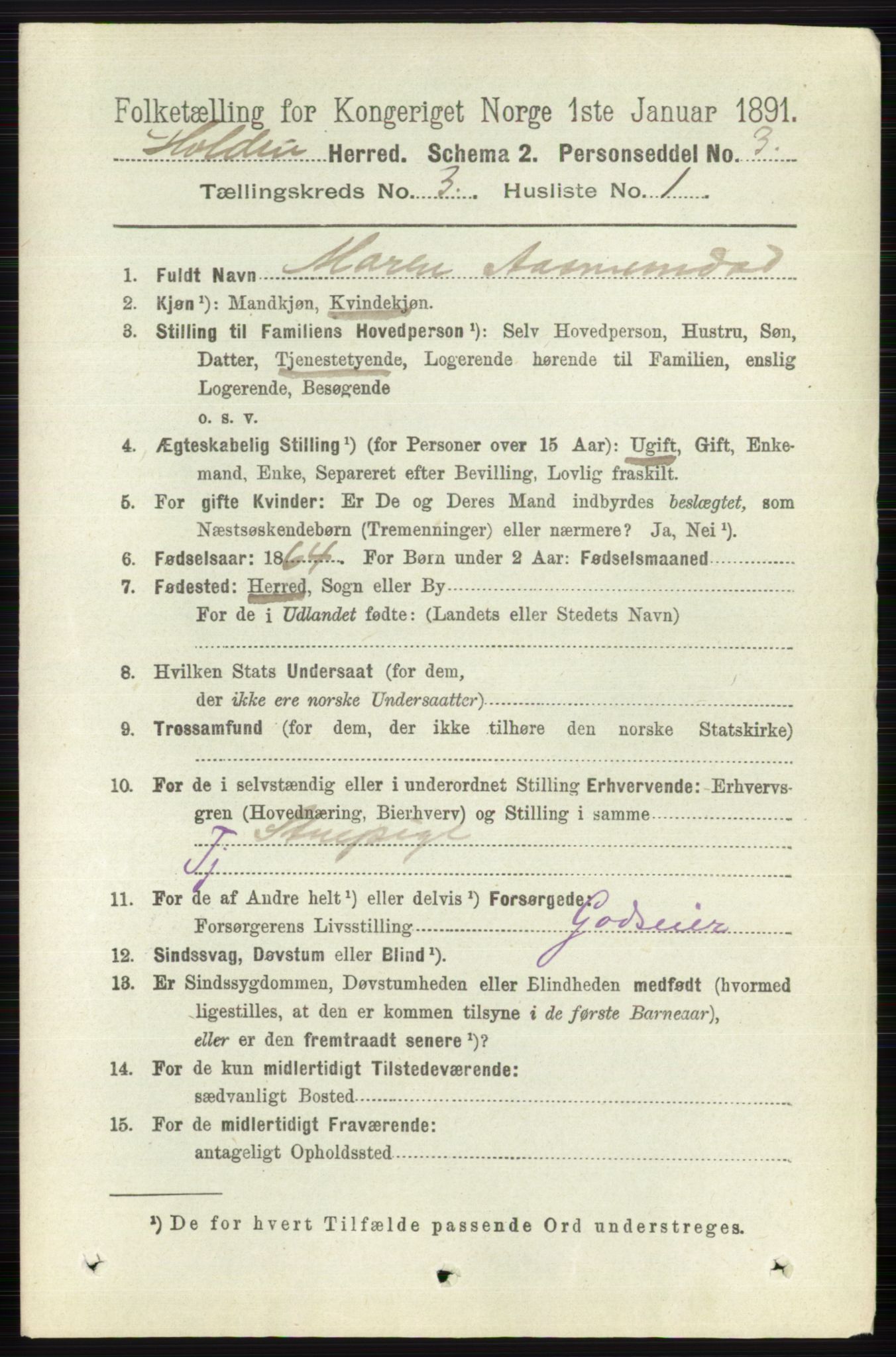 RA, 1891 census for 0819 Holla, 1891, p. 1342