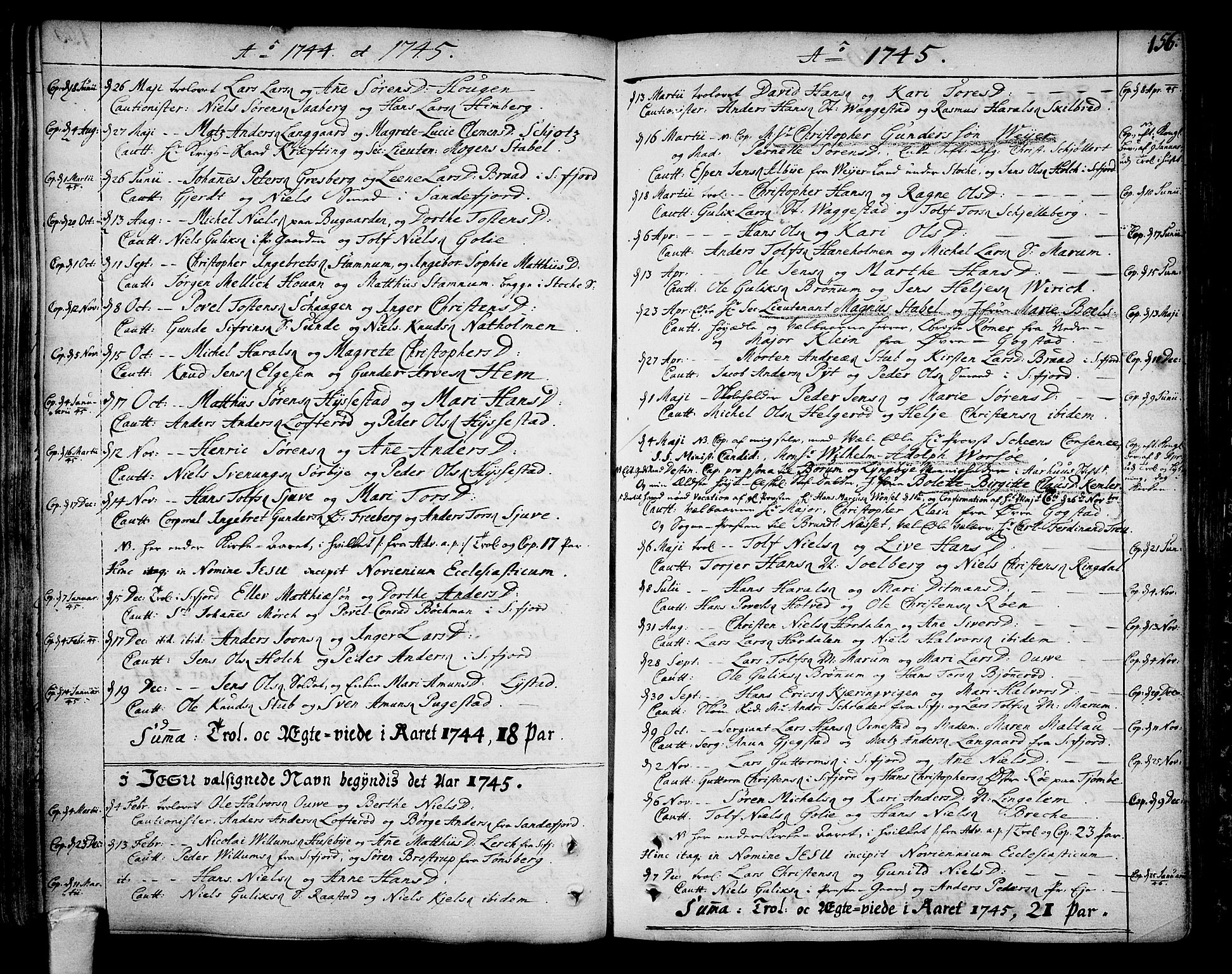 Sandar kirkebøker, SAKO/A-243/F/Fa/L0002: Parish register (official) no. 2, 1733-1788, p. 156