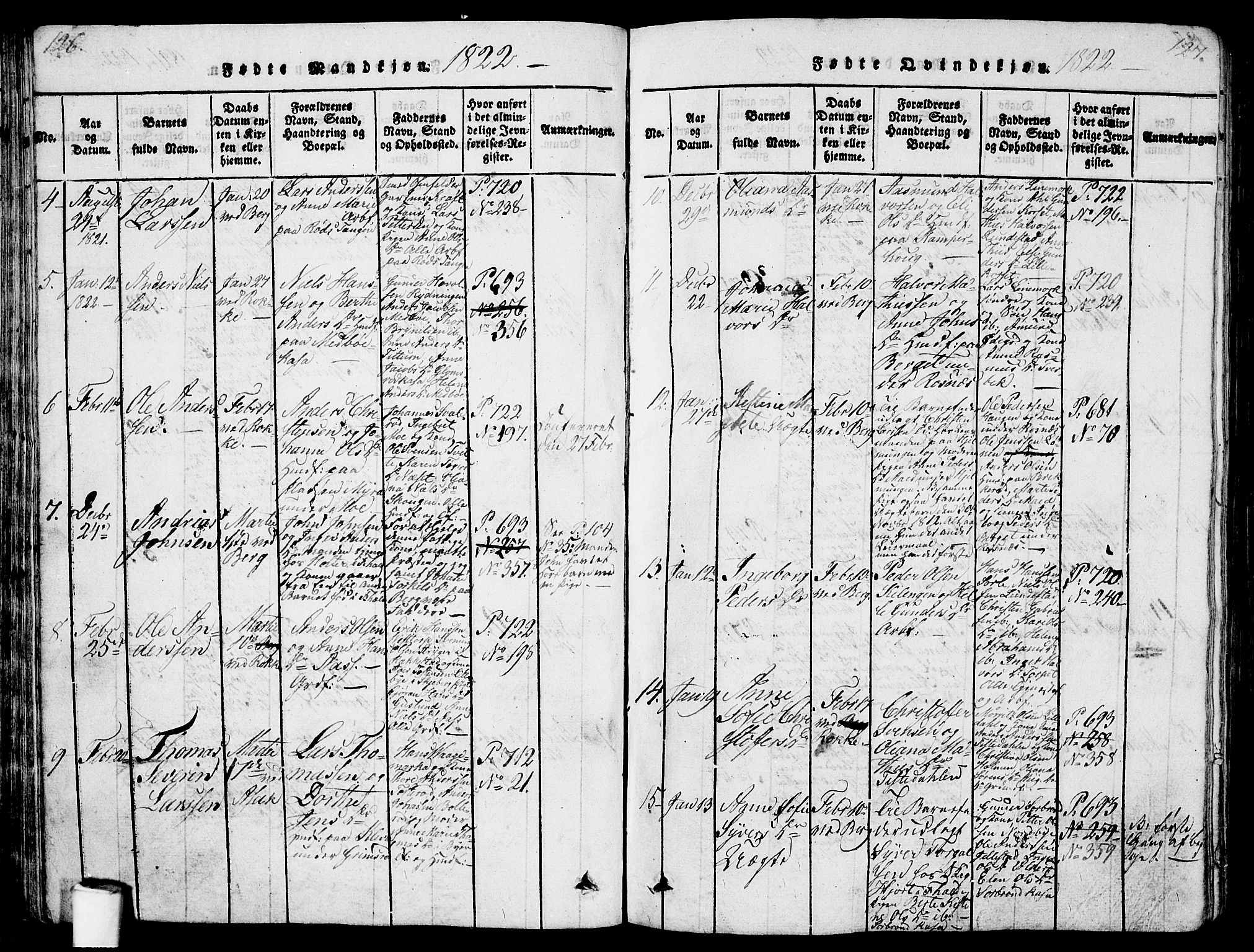 Berg prestekontor Kirkebøker, AV/SAO-A-10902/G/Ga/L0001: Parish register (copy) no. I 1, 1815-1832, p. 126-127