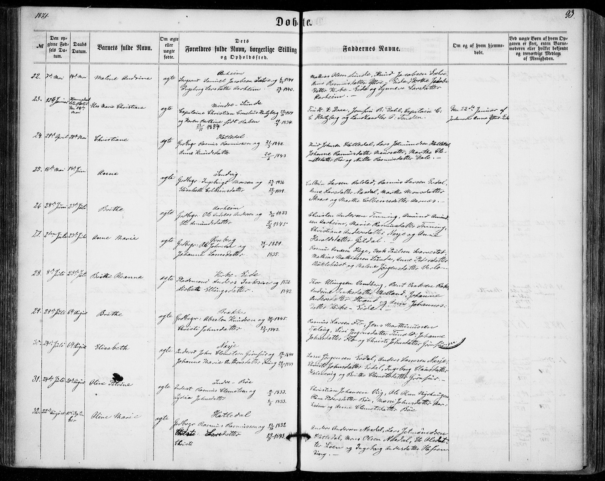 Stryn Sokneprestembete, AV/SAB-A-82501: Parish register (official) no. A 3, 1862-1877, p. 93