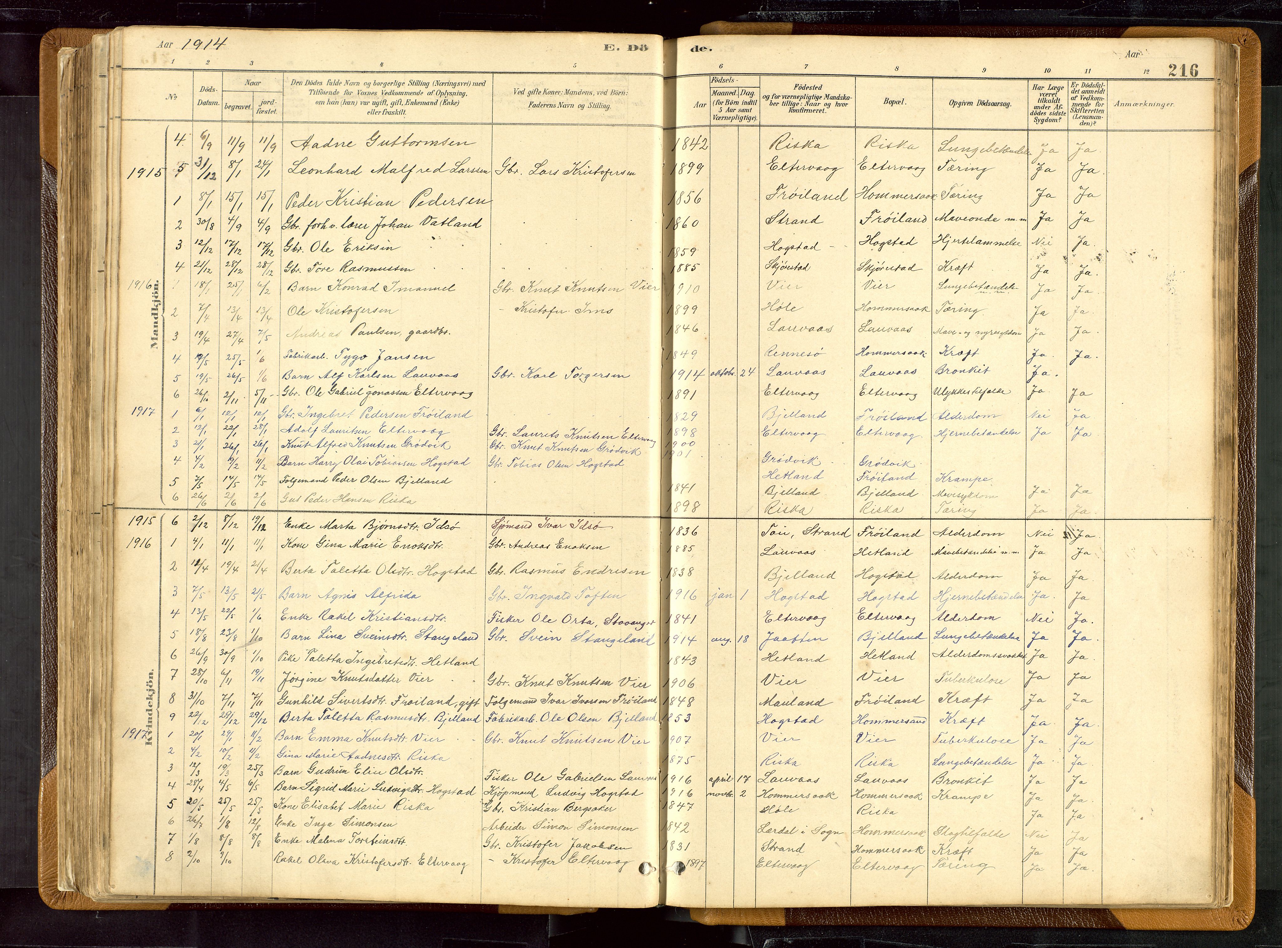 Hetland sokneprestkontor, AV/SAST-A-101826/30/30BB/L0007: Parish register (copy) no. B 7, 1878-1910, p. 216