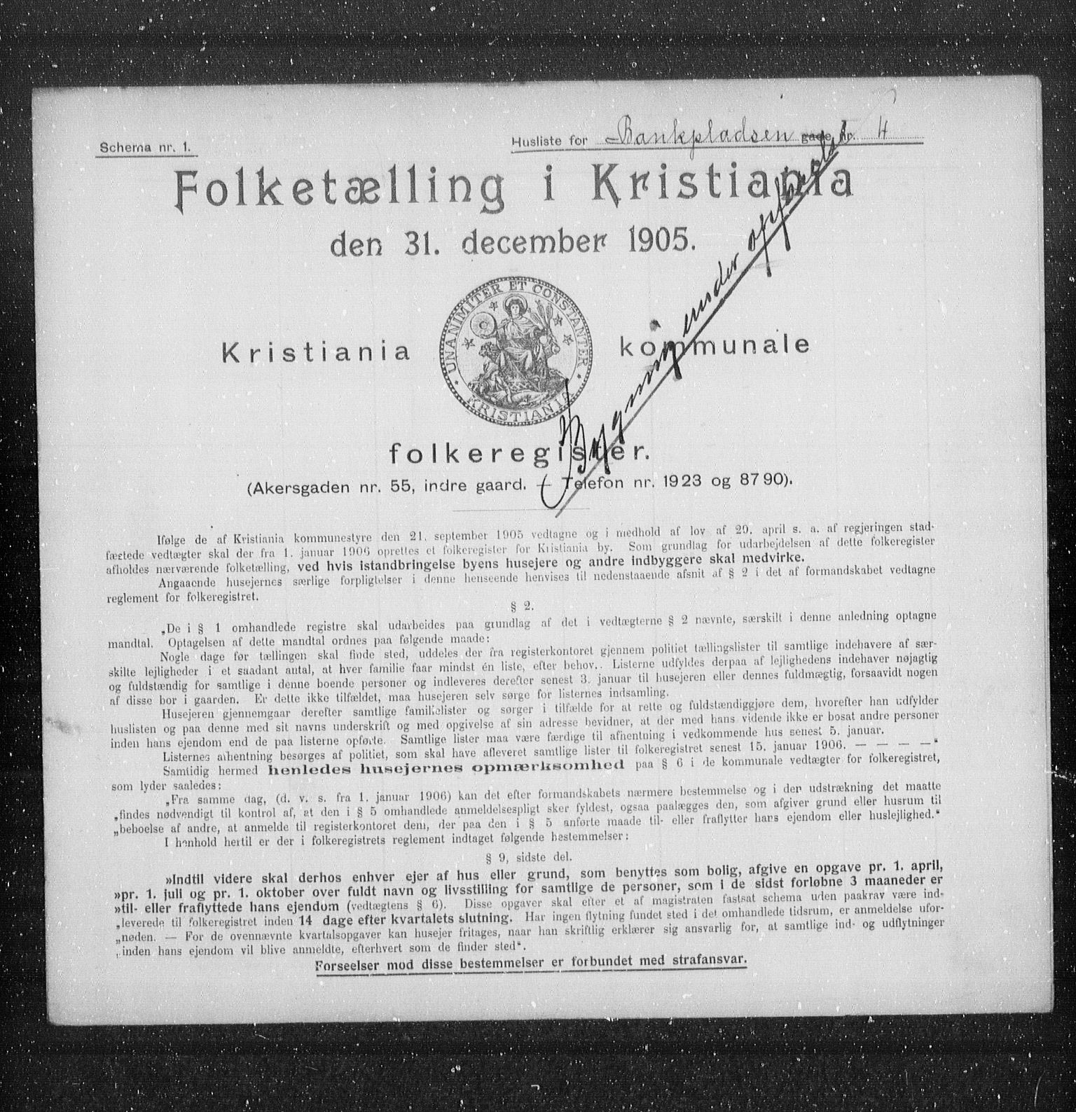 OBA, Municipal Census 1905 for Kristiania, 1905, p. 1710
