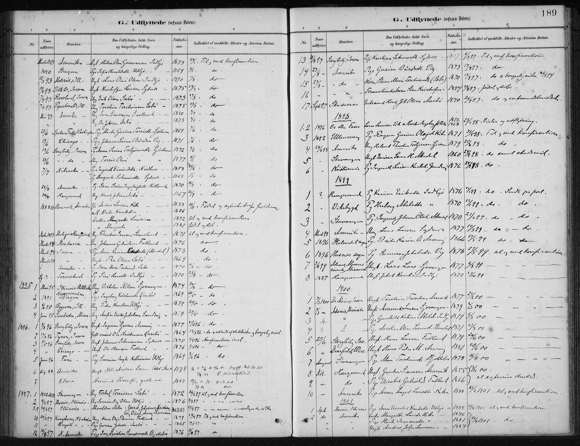 Fjelberg sokneprestembete, SAB/A-75201/H/Haa: Parish register (official) no. B  1, 1879-1919, p. 189