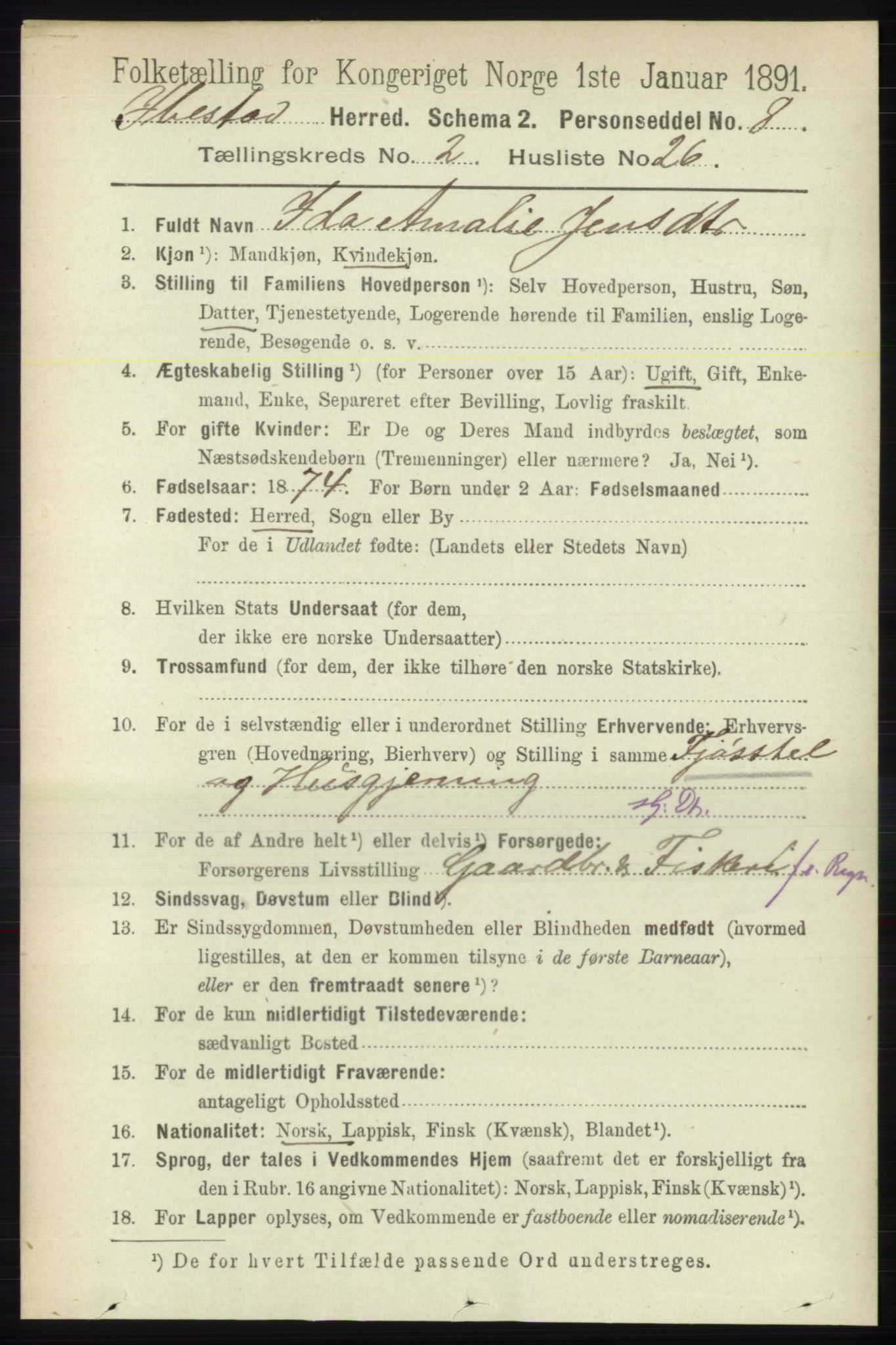 RA, 1891 census for 1917 Ibestad, 1891, p. 983