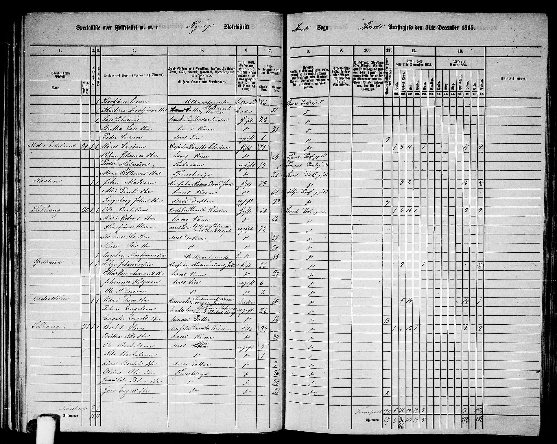 RA, 1865 census for Stord, 1865, p. 29