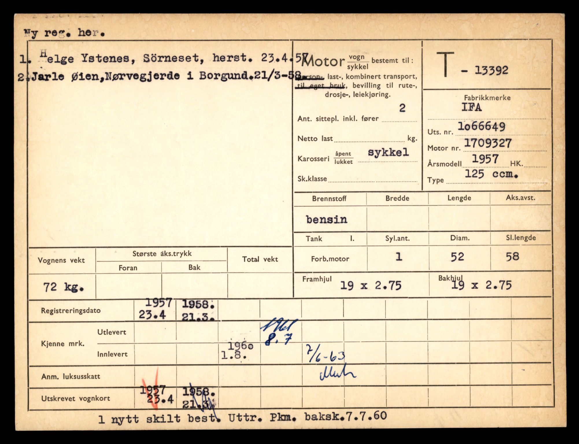 Møre og Romsdal vegkontor - Ålesund trafikkstasjon, SAT/A-4099/F/Fe/L0039: Registreringskort for kjøretøy T 13361 - T 13530, 1927-1998, p. 497