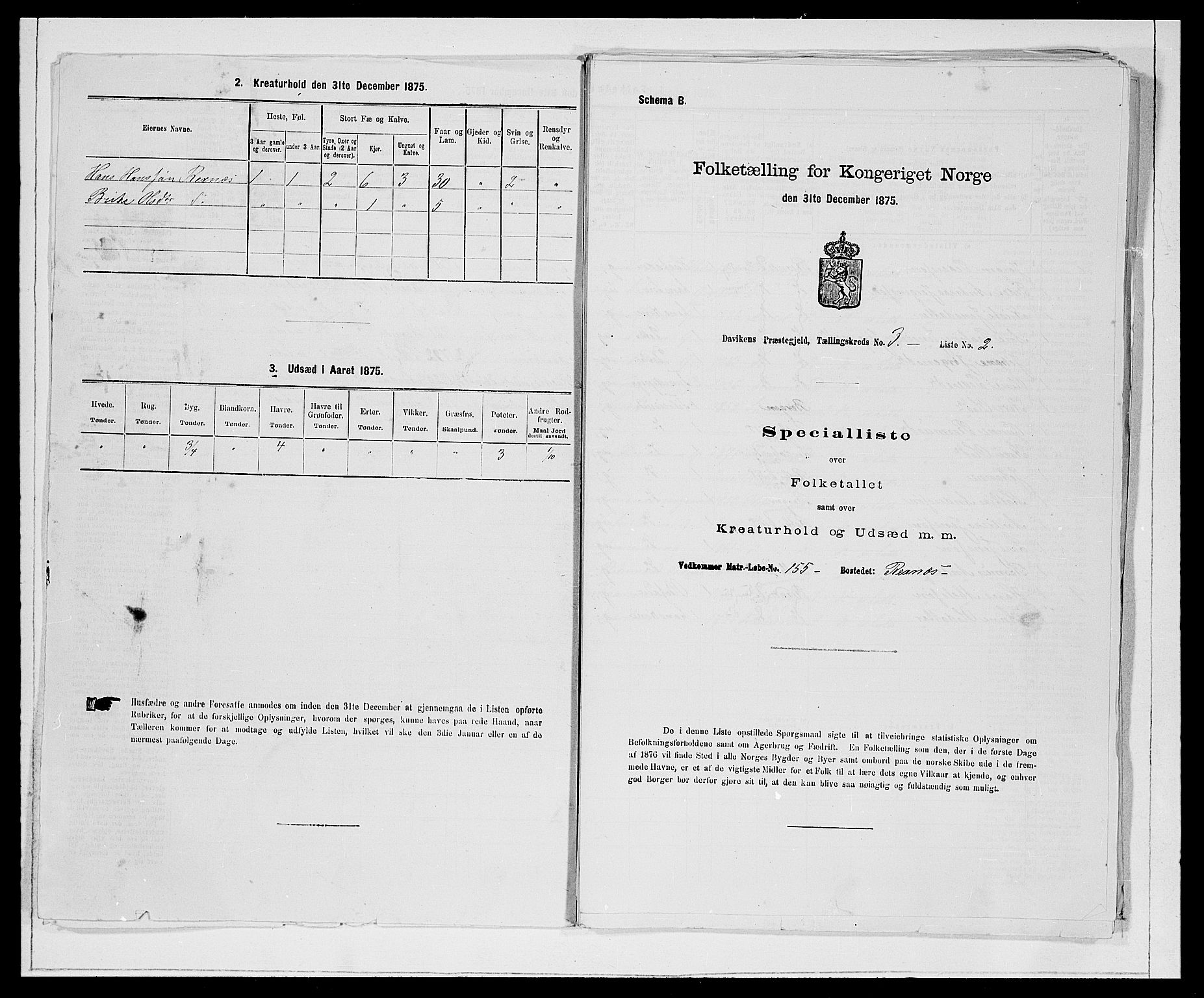 SAB, 1875 Census for 1442P Davik, 1875, p. 302