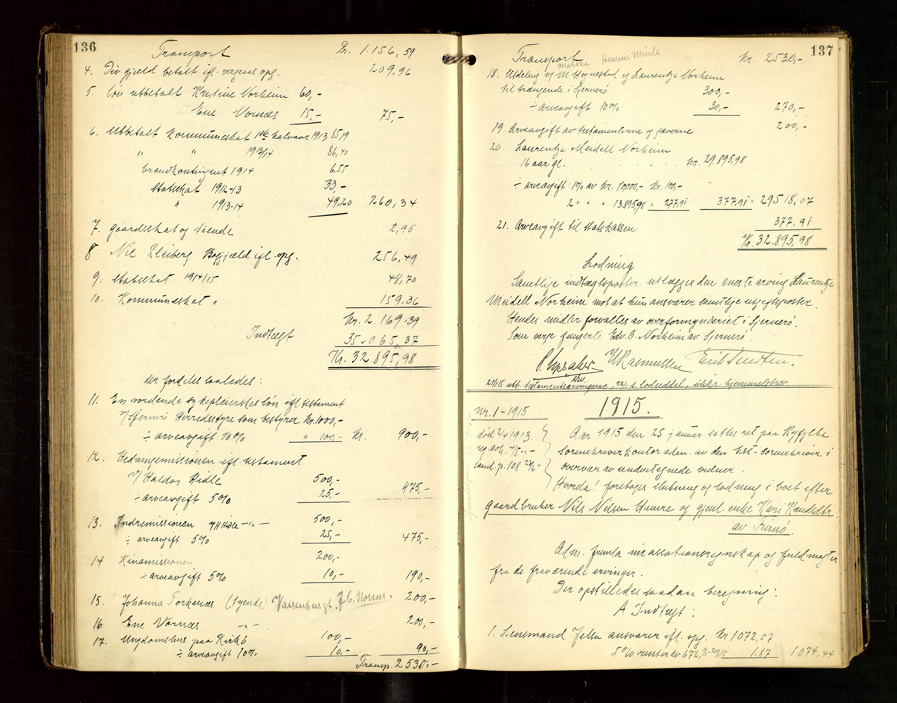 Ryfylke tingrett, SAST/A-100055/001/IV/IVG/L0004: Skifteutlodningsprotokoll Med register, 1912-1918, p. 136-137